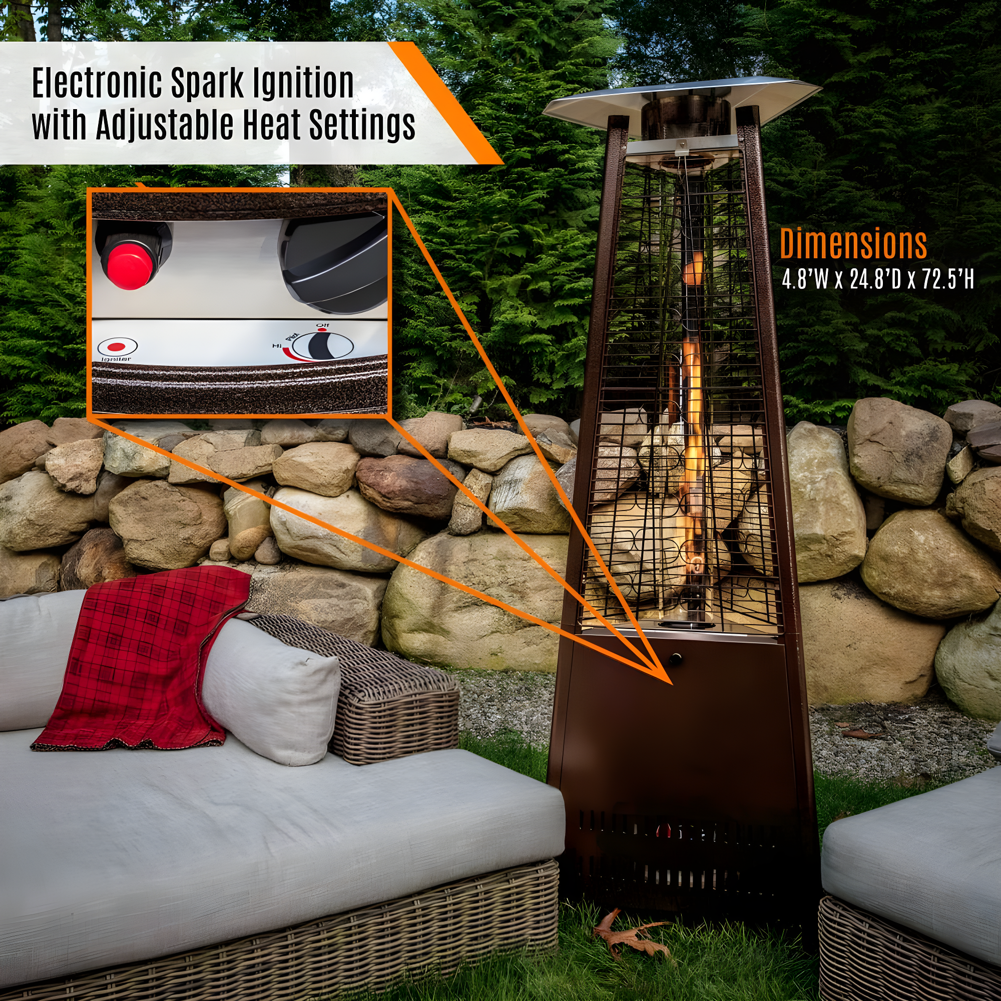 Paragon-Outdoor Inferno 42,000 BTU Propane Standing Patio Heater