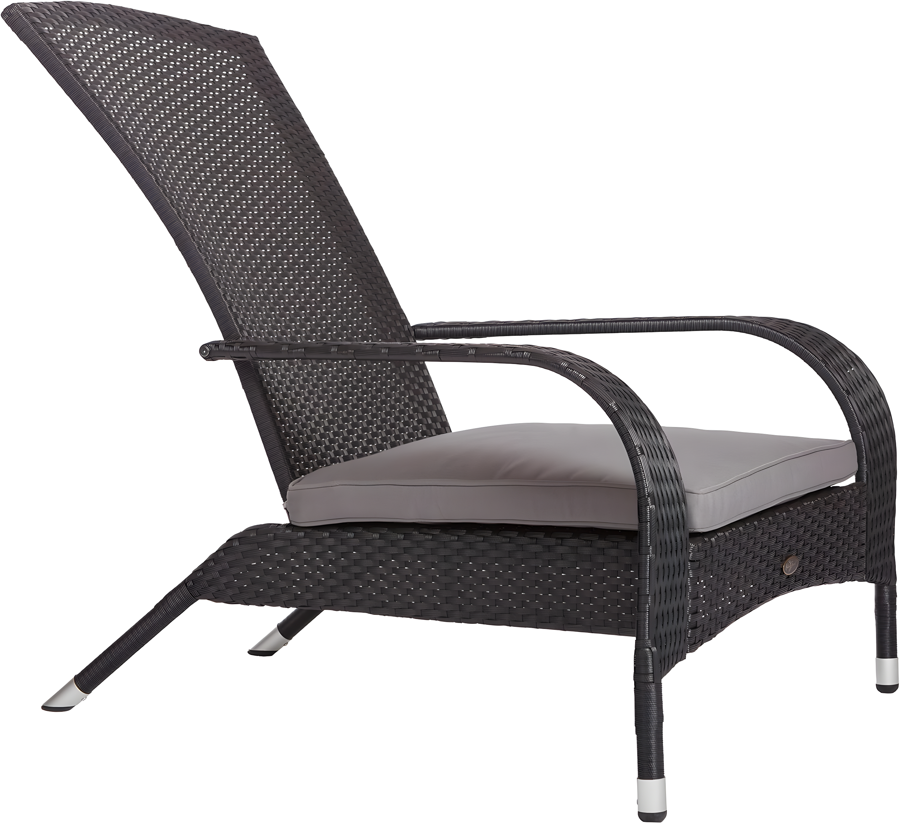 PatioSense Patio Sense Coconino Wicker Chair All Weather Adirondack Style Chair Grey Outdoor Cushion Included - Black