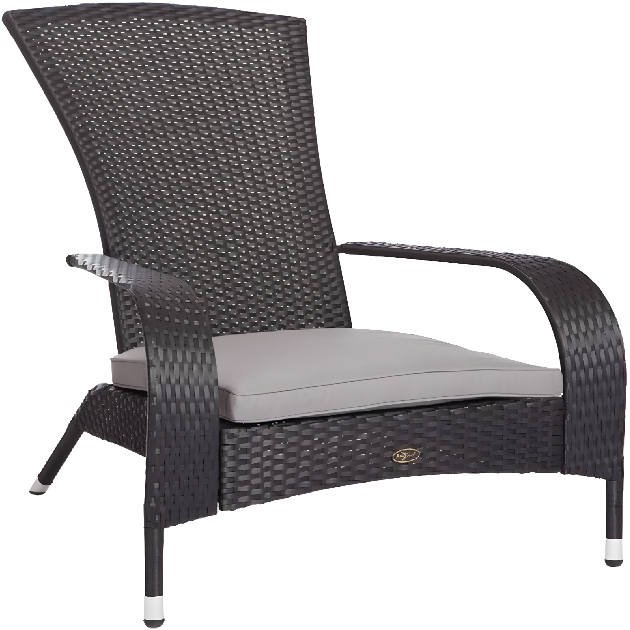 PatioSense Patio Sense Coconino Wicker Chair All Weather Adirondack Style Chair Grey Outdoor Cushion Included - Black