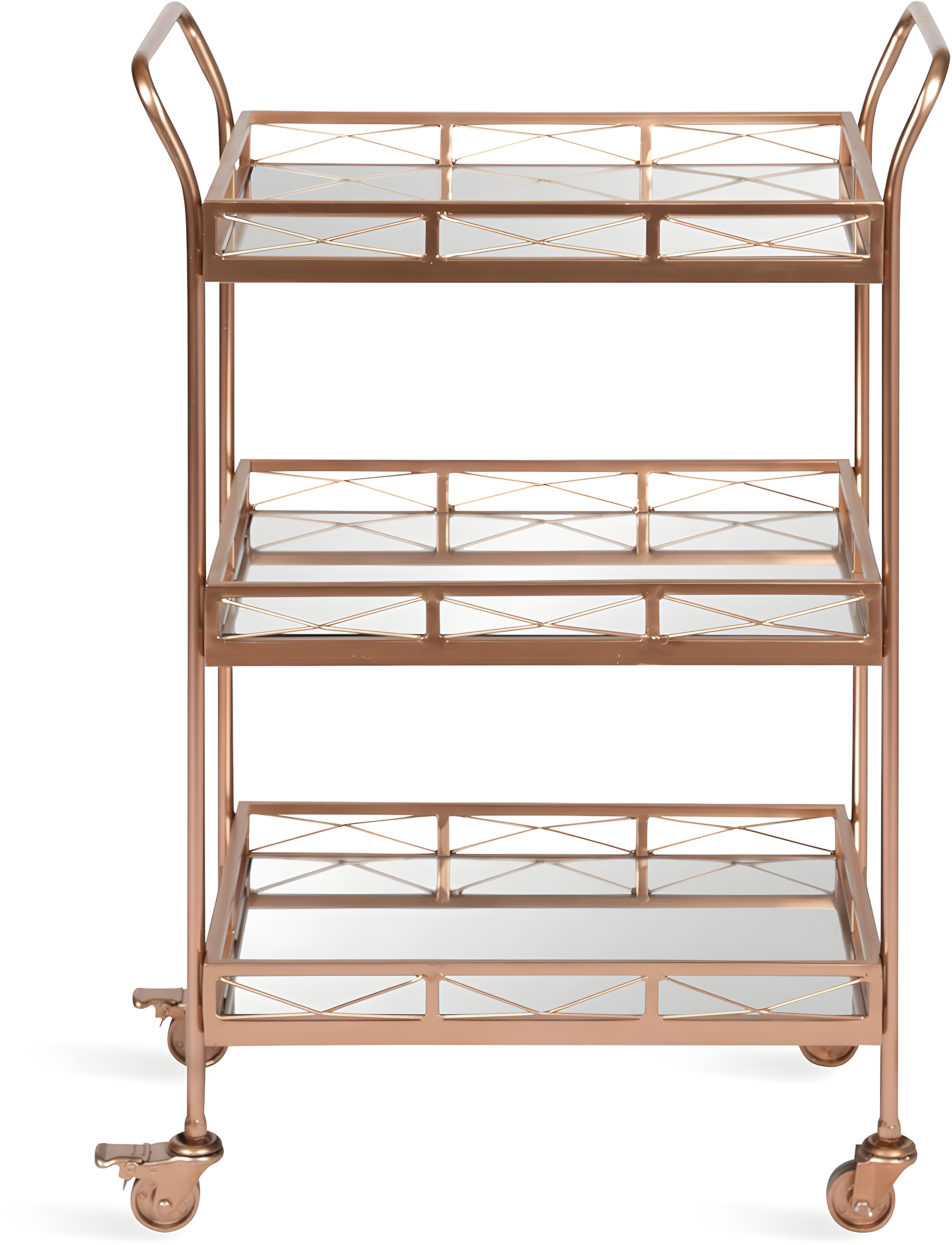 Kate and Laurel Ketia Rectangle Metal Bar Cart, 23x13x35, Rose Gold