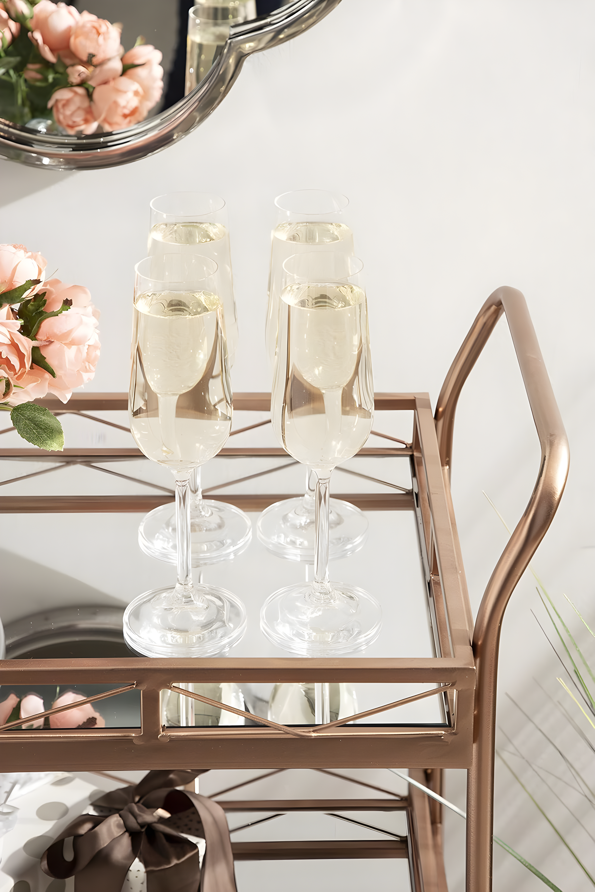 Kate and Laurel Ketia Rectangle Metal Bar Cart, 23x13x35, Rose Gold