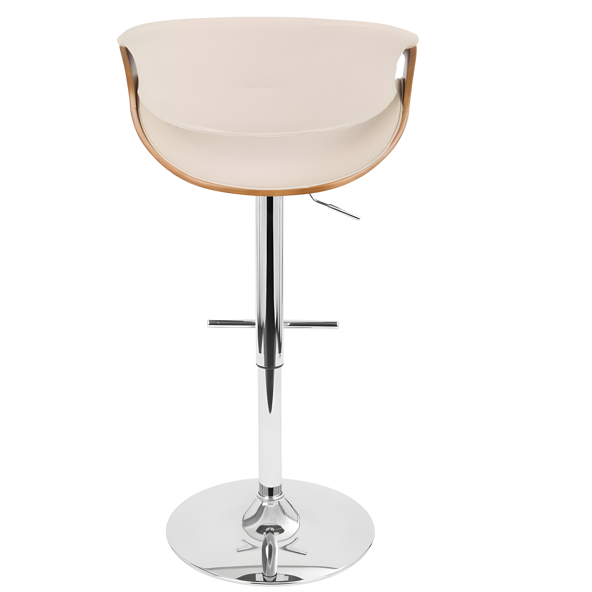 Curvo Mid-Century Modern Adjustable Barstool with Swivel in Walnut and Cream by LumiSource