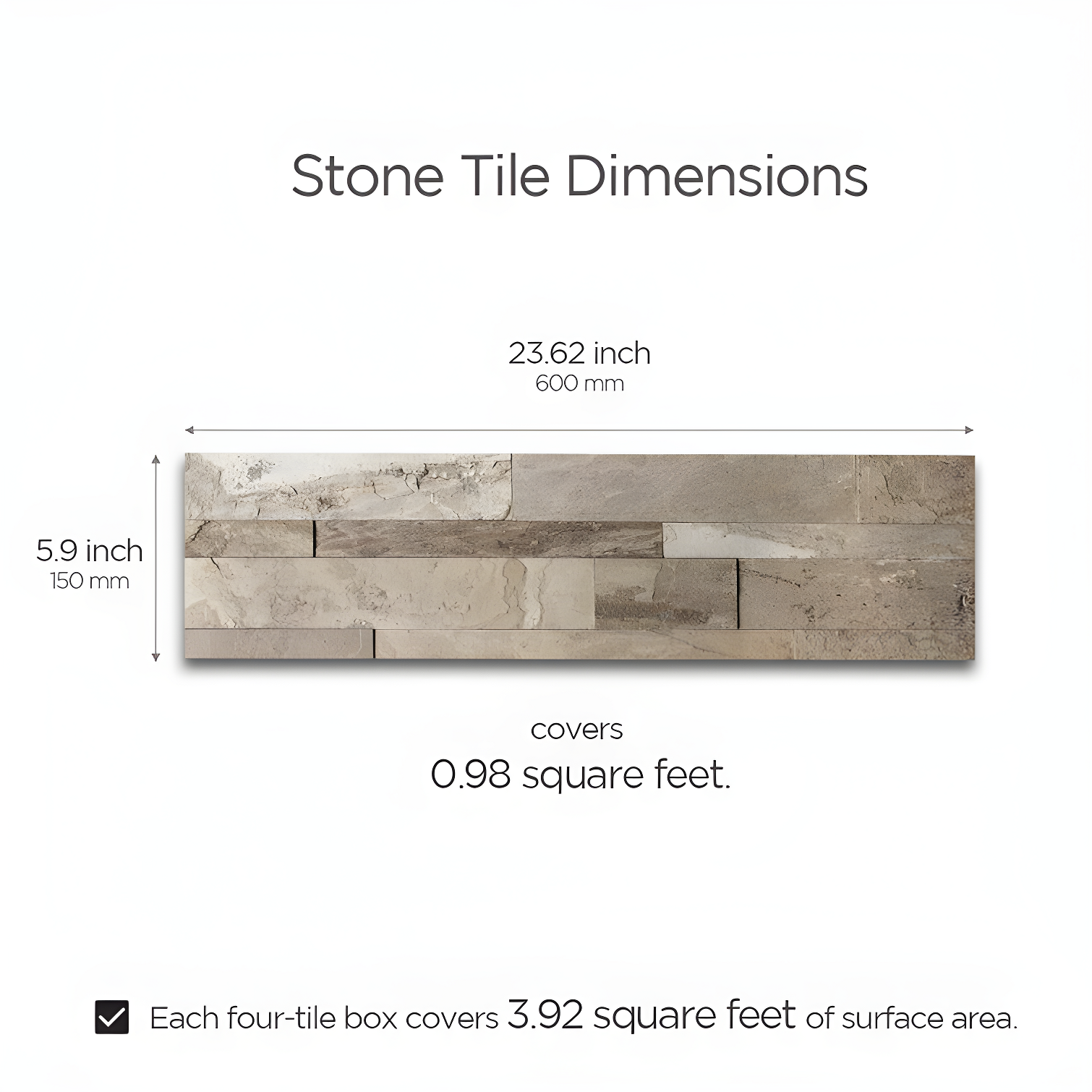 6'' W x 24'' L Natural Stone Peel and Stick Mosaic Tile