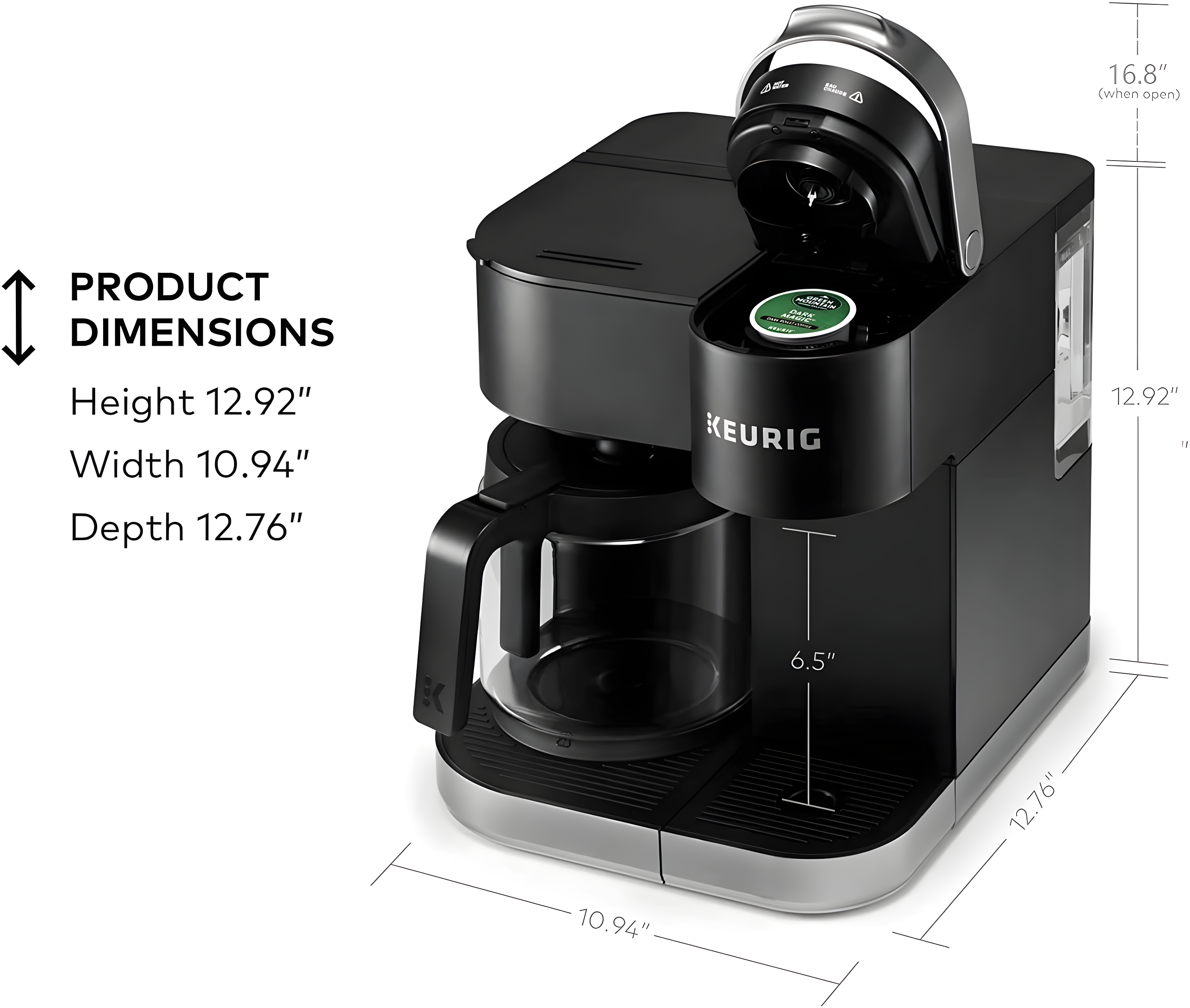 Keurig K-Duo Coffee Maker, with Single-Serve K-Cup Pod, and 12 Cup Carafe Brewer