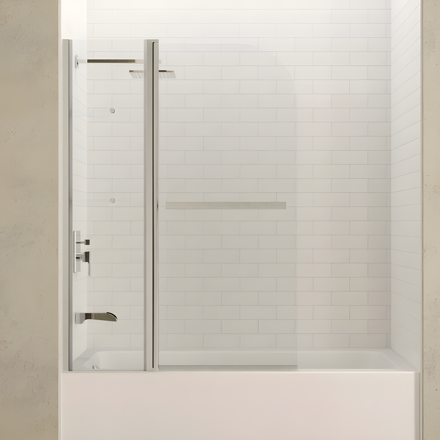 Galleon 58" H Hinged Frameless Tub Door with Tsunami Guard Technology