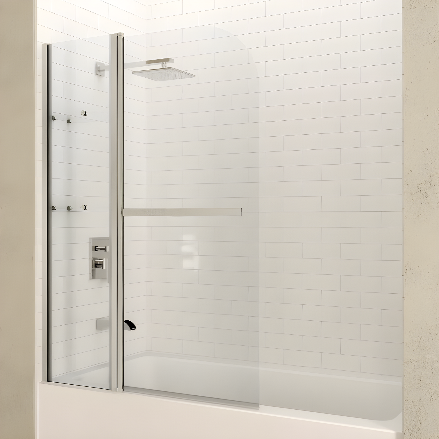 Galleon 58" H Hinged Frameless Tub Door with Tsunami Guard Technology