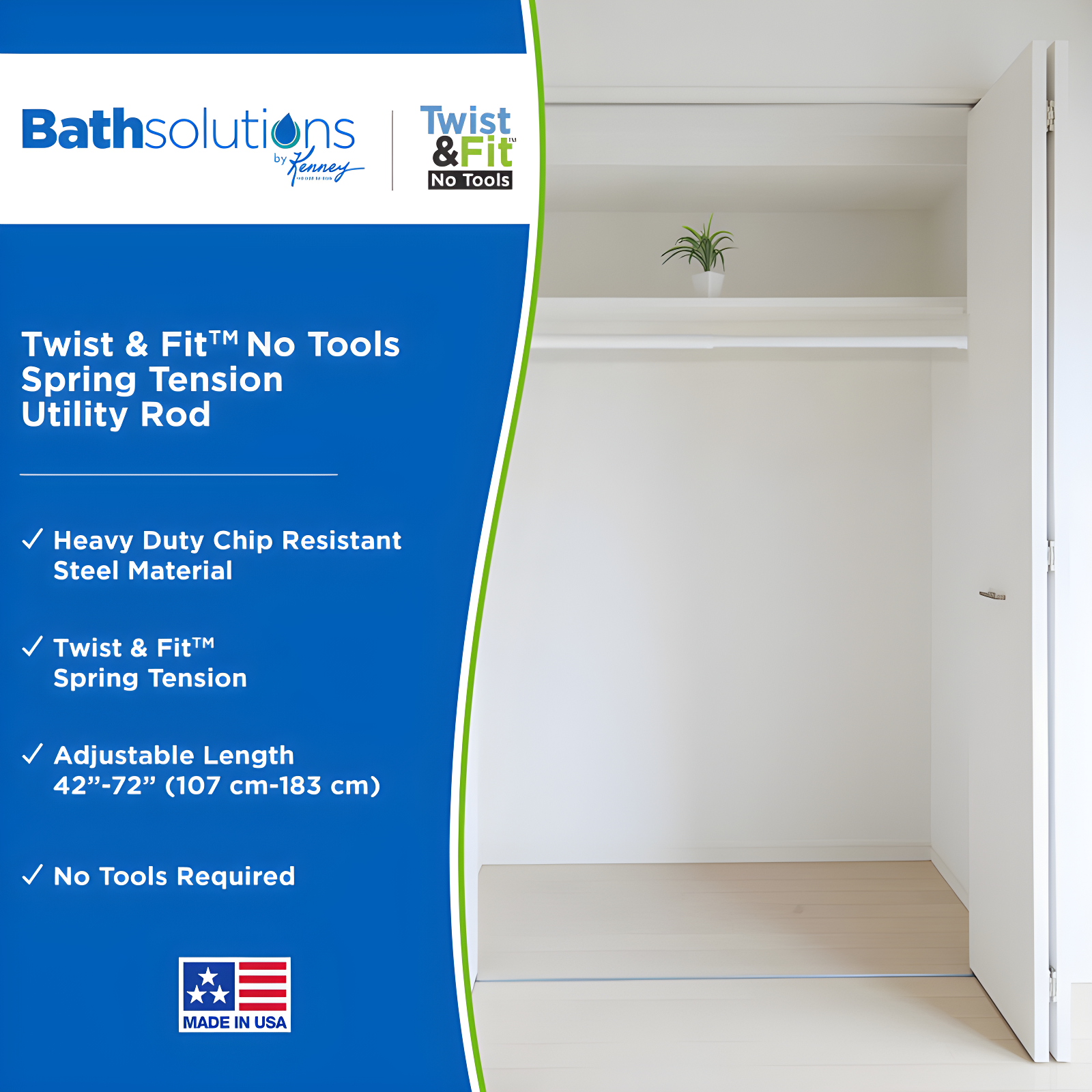 72'' Straight Tension Shower Curtain Rod