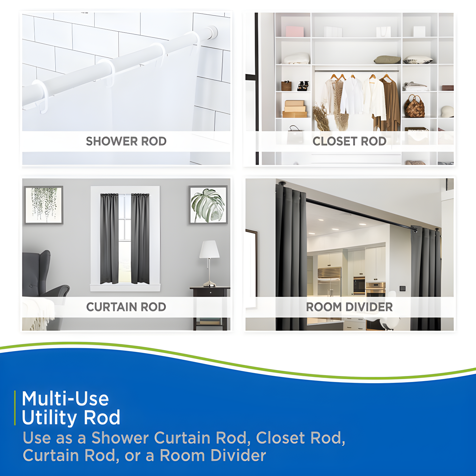 72'' Straight Tension Shower Curtain Rod