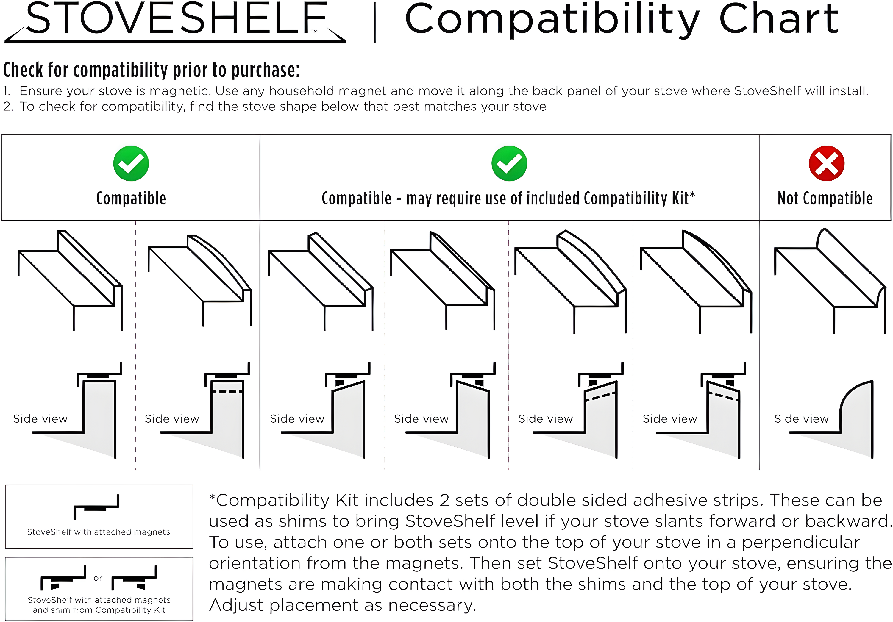 StoveShelf 30" Length White Magnetic Shelf for Kitchen Stove - Kitchen Storage Solution with Zero Installation - Over Stove Spice Rack Organizer