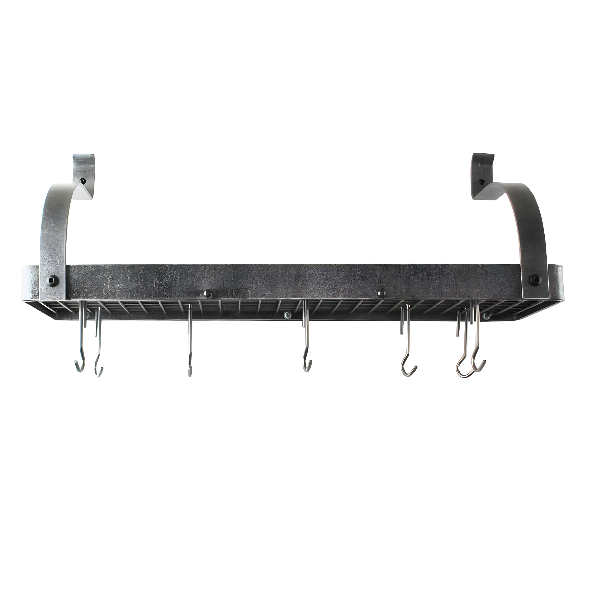 Handcrafted Gourmet Bookshelf Wall Rack with Curved Arms & 12 Hooks