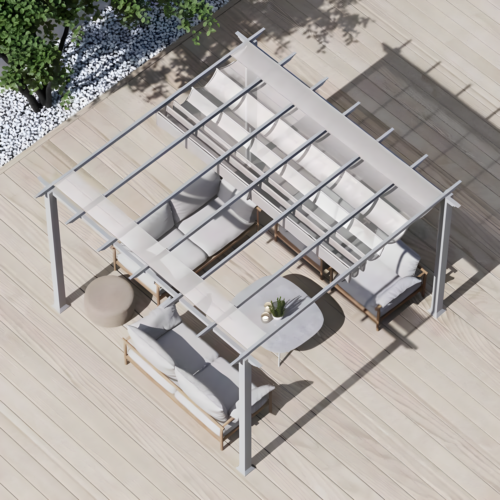 Paragon-Outdoor Florence 11 Ft. W x 16 Ft. D Aluminum Pergola in White Powder-Coated Finish with Adjustable Canopy