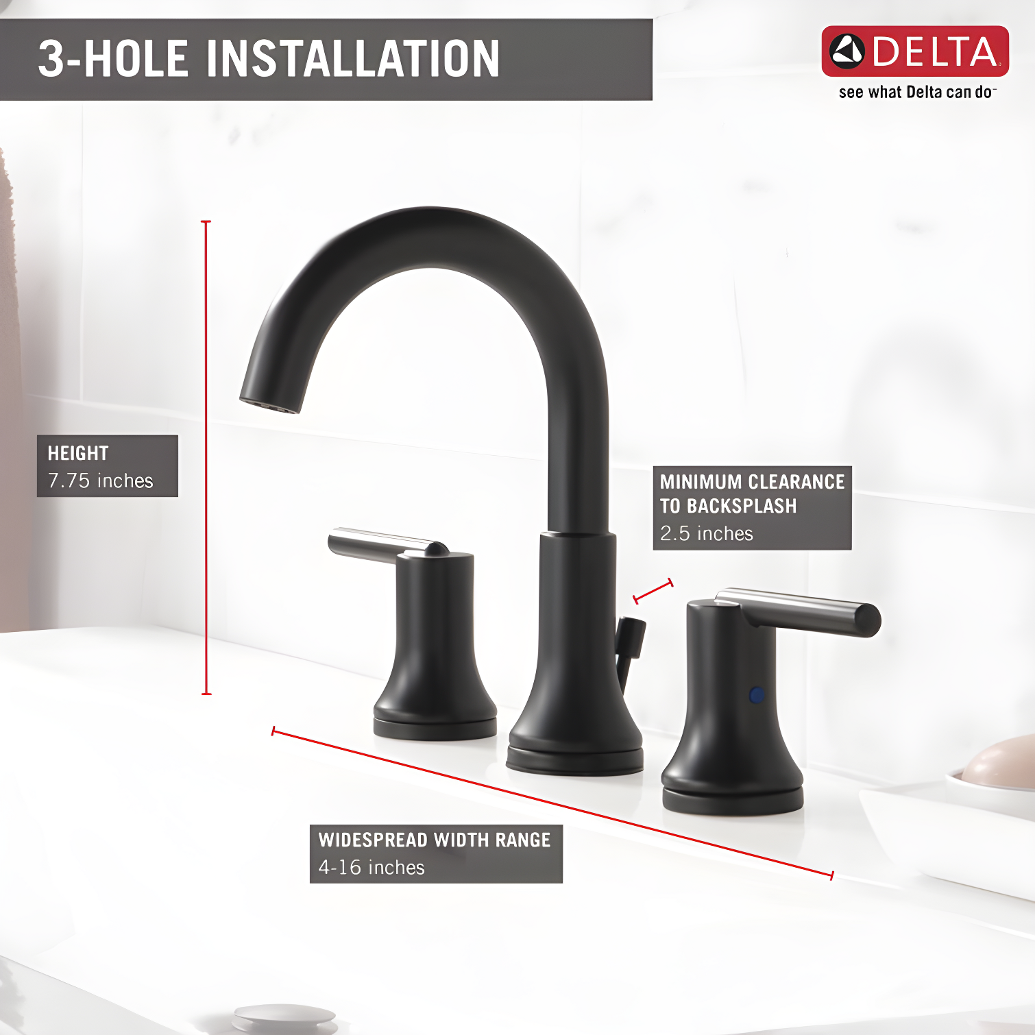 Trinsic Widespread Bathroom Faucet 3 Hole, 2-handle Bathroom Sink Faucet with Drain Assembly