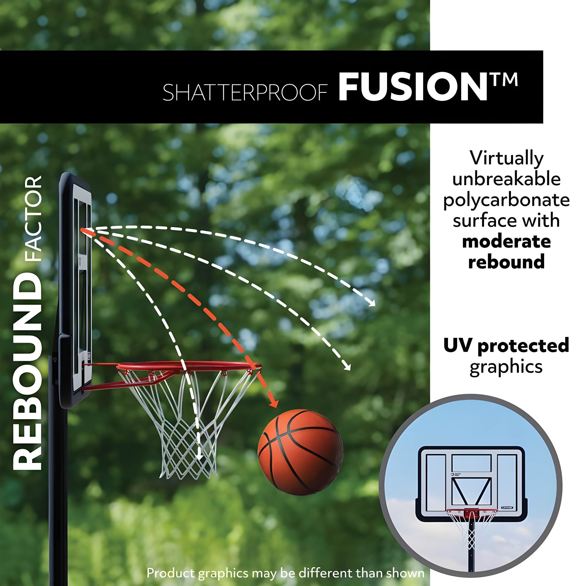 Lifetime 48-Inch Shatterproof Portable Basketball Hoop with Strong Arm Adjustment & Slam-It Rim - Model 90491-Outdoor Play