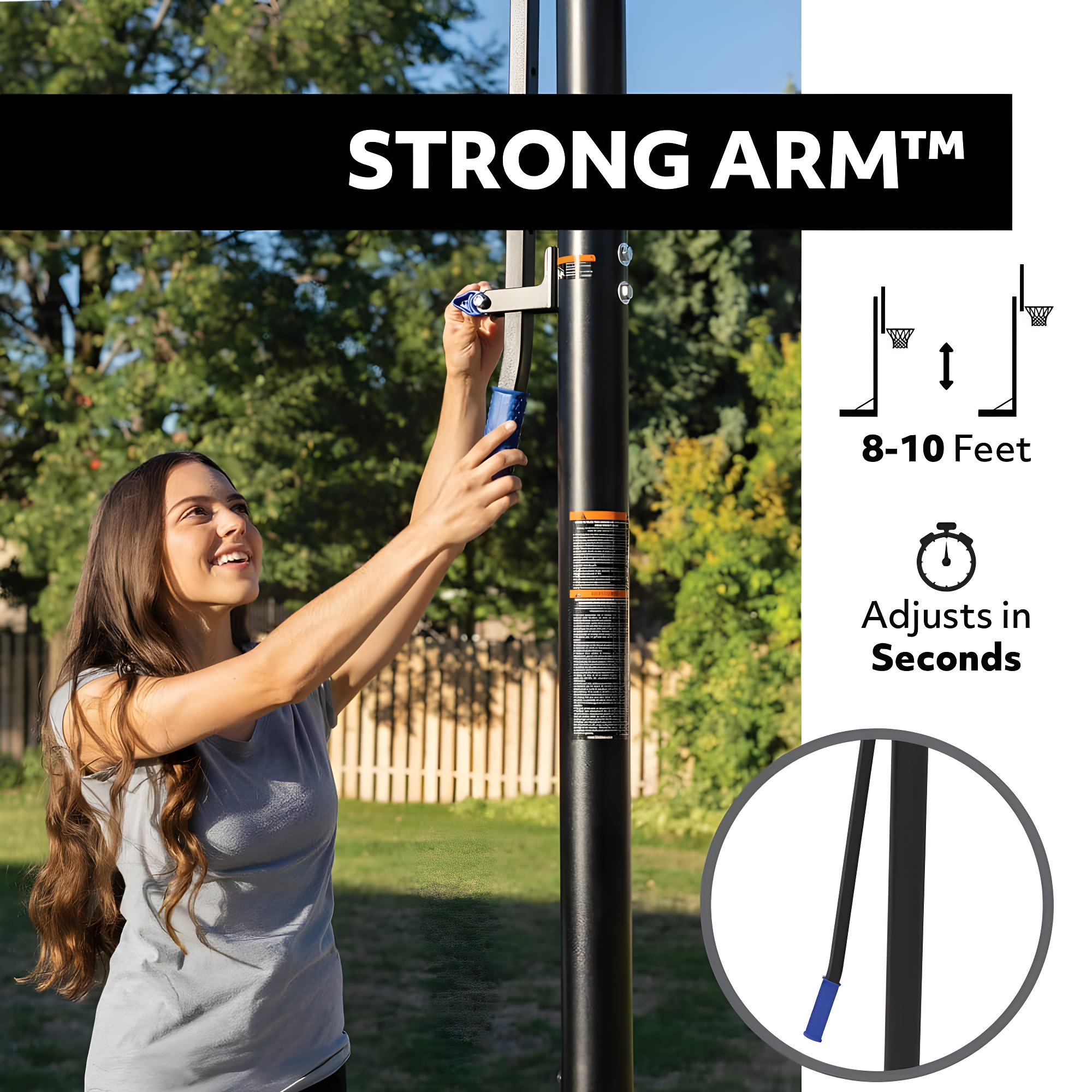 Lifetime 48-Inch Shatterproof Portable Basketball Hoop with Strong Arm Adjustment & Slam-It Rim - Model 90491-Outdoor Play