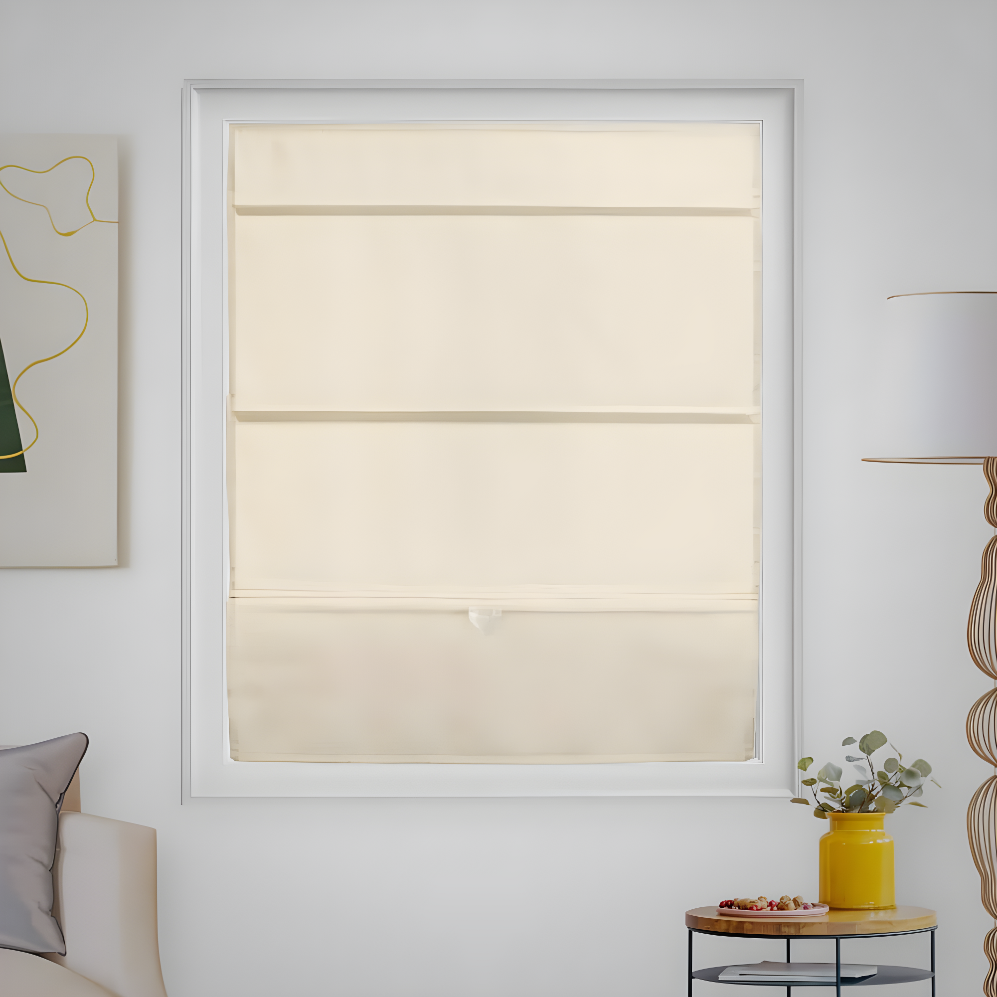 Chicology Cordless Roman Runway Tan Shades, 35"W X 64" H
