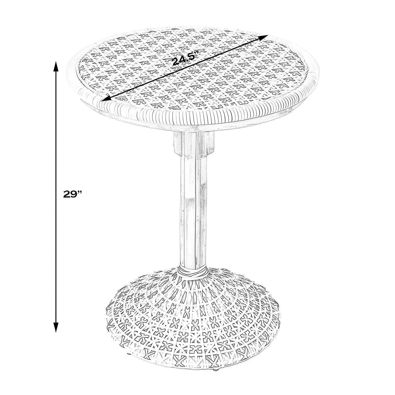 Butler Specialty Tenor Rattan Bistro Table In White And Black