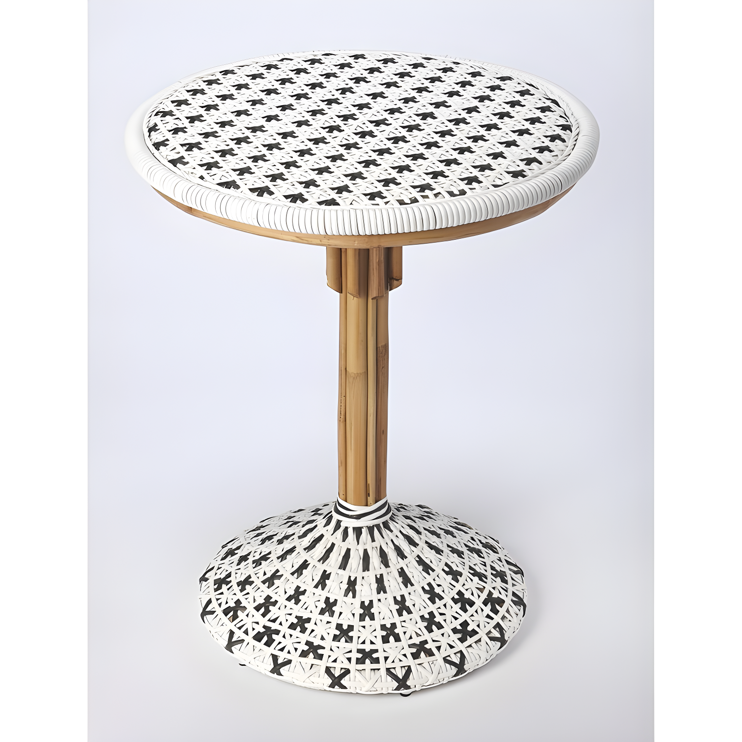 Butler Specialty Tenor Rattan Bistro Table In White And Black