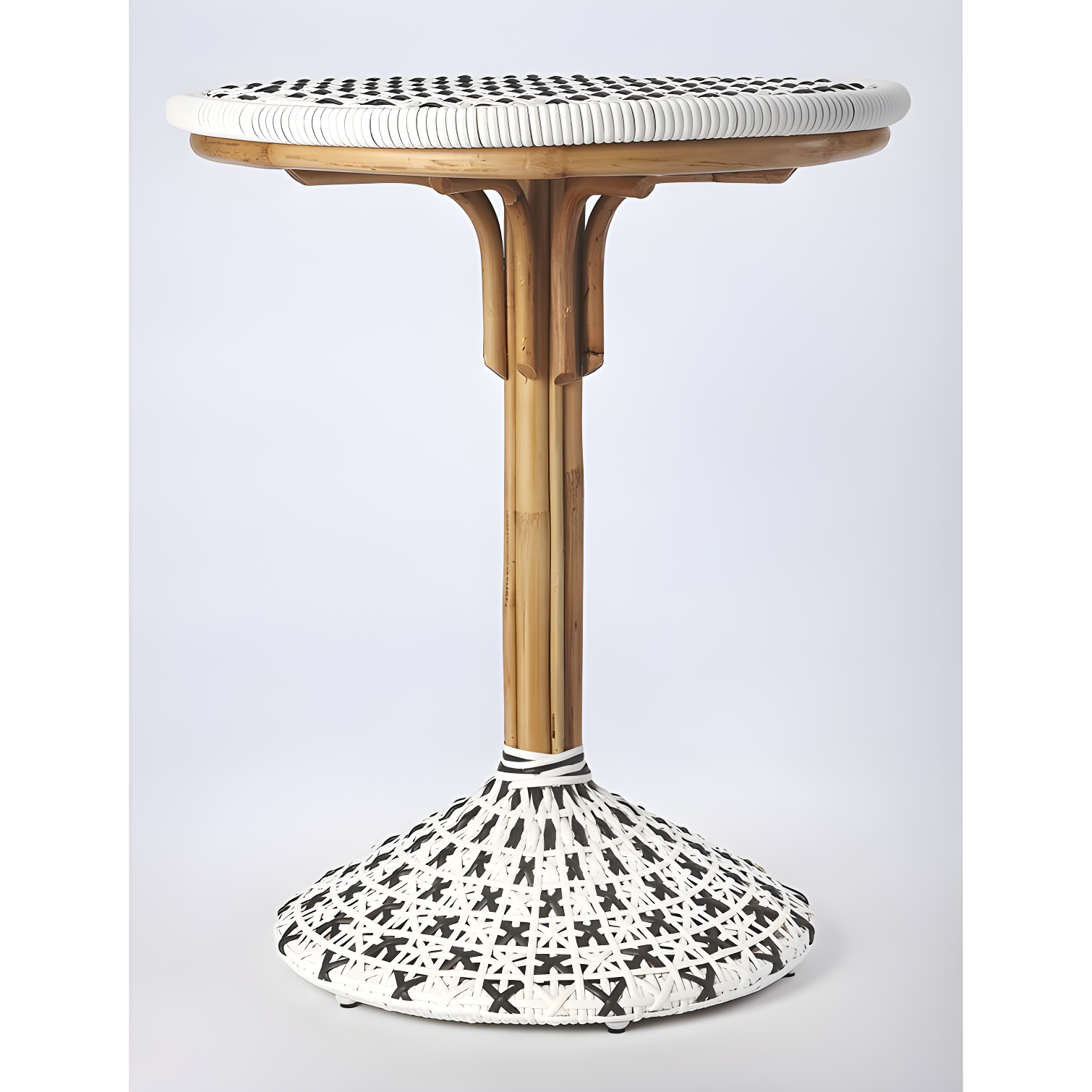 Butler Specialty Tenor Rattan Bistro Table In White And Black