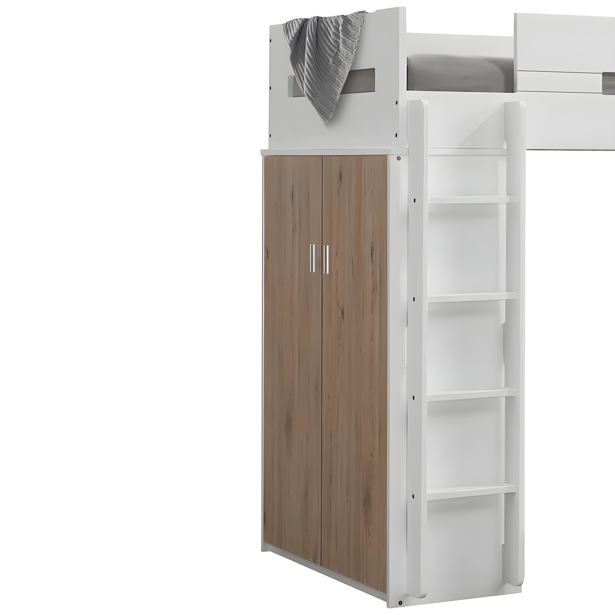 ACME Nerice Twin Loft Bed with Desk and Wardrobe in White, Multiple Colors