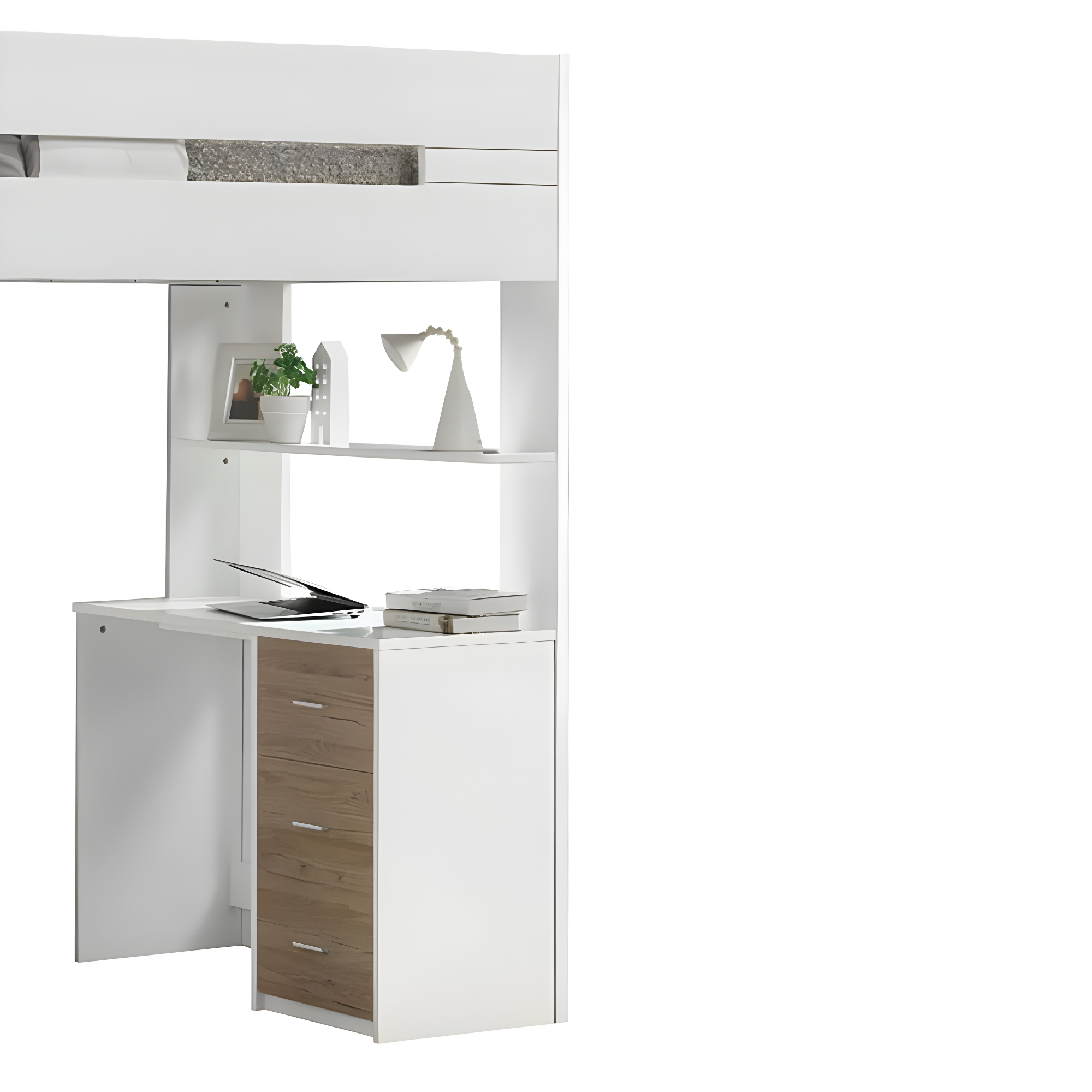 ACME Nerice Twin Loft Bed with Desk and Wardrobe in White, Multiple Colors