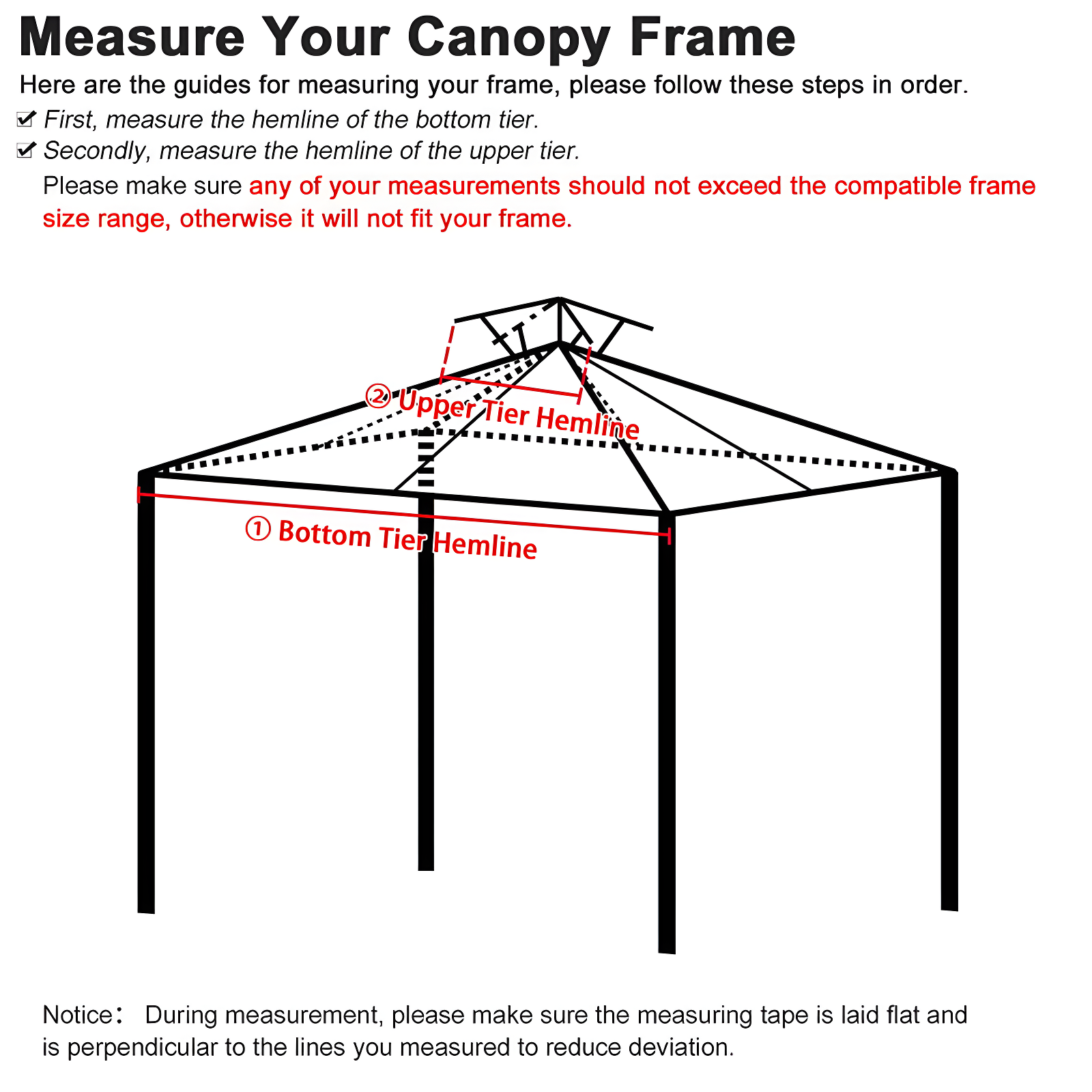 Yescom Yescom Canopy Top Replacement for 2-Tier Crescent TJSG081 Gazebo Outdoor Garden Yard Patio Cover