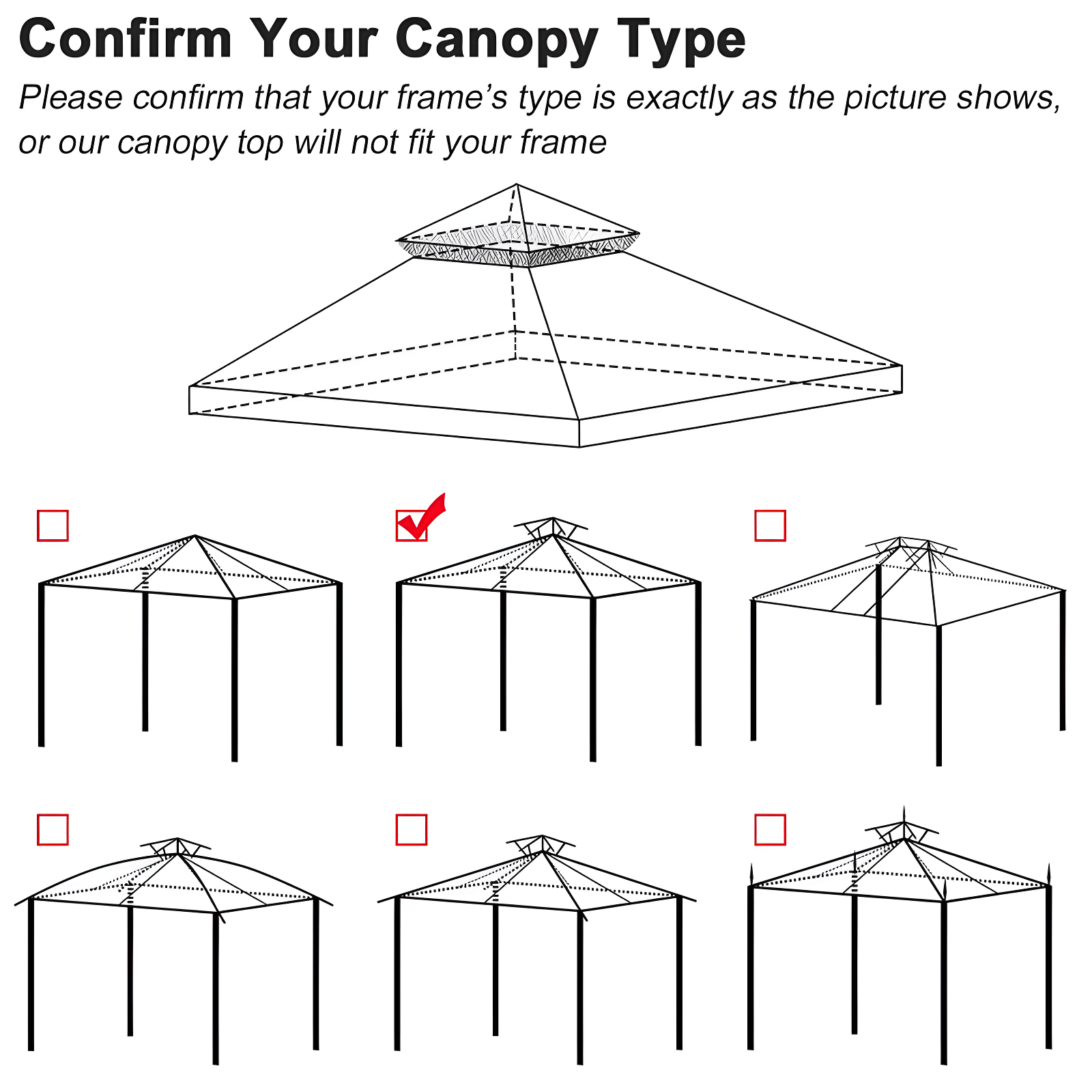 Yescom Yescom Canopy Top Replacement for 2-Tier Crescent TJSG081 Gazebo Outdoor Garden Yard Patio Cover