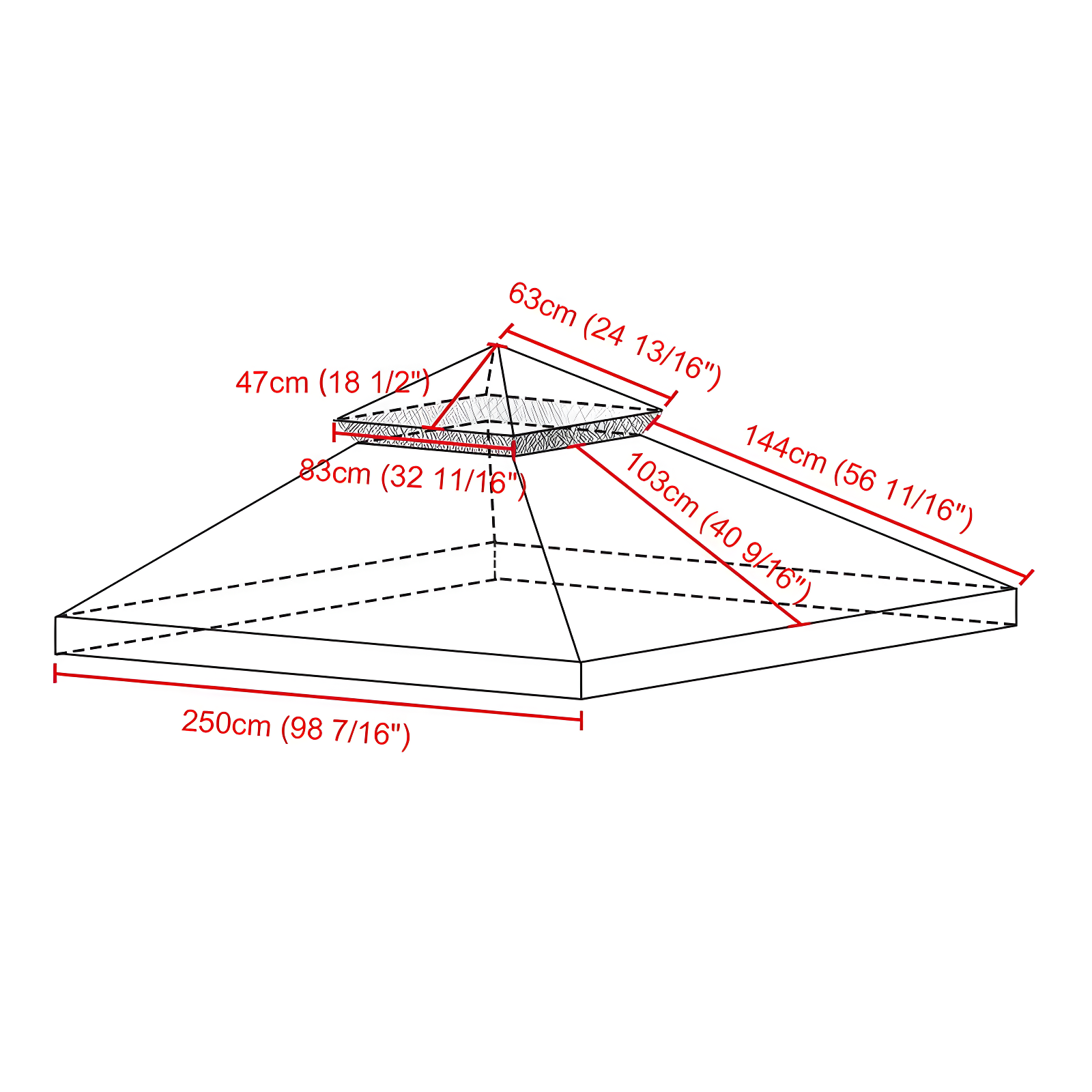 Yescom Yescom Canopy Top Replacement for 2-Tier Crescent TJSG081 Gazebo Outdoor Garden Yard Patio Cover