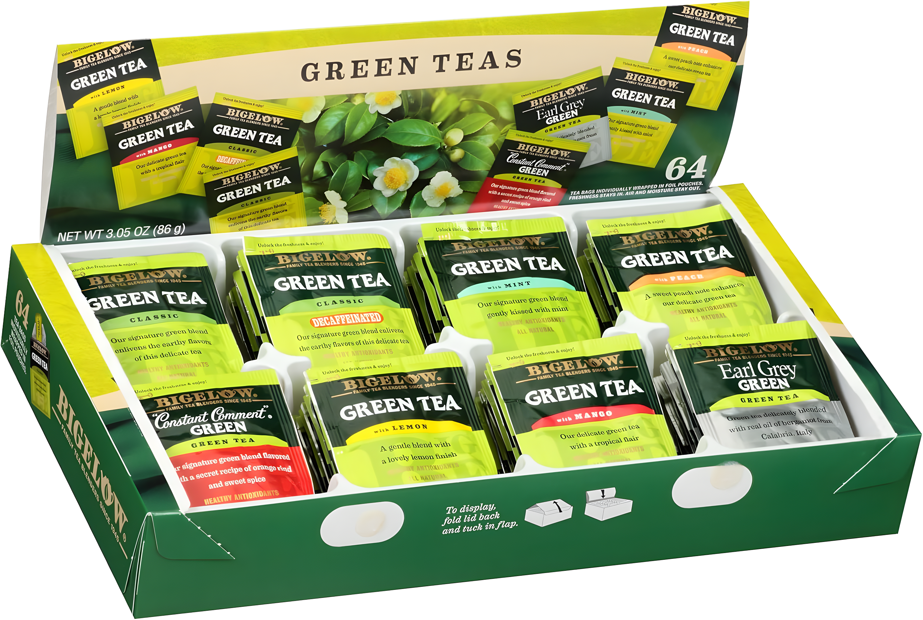 Bigelow Green Tea Variety Pack, Tea Bags, 64 Count