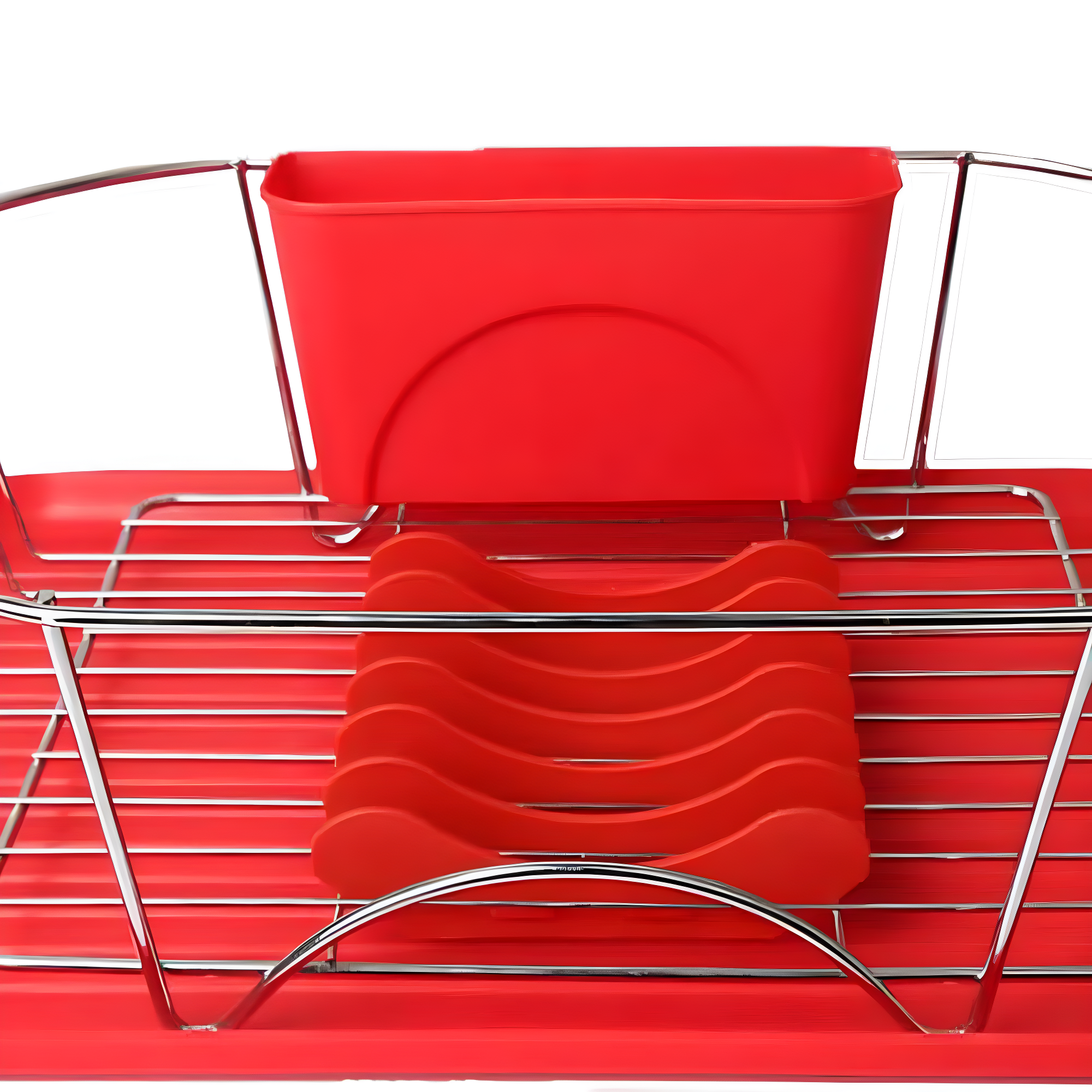 MegaChef 17 Inch Red and Silver Dish Rack