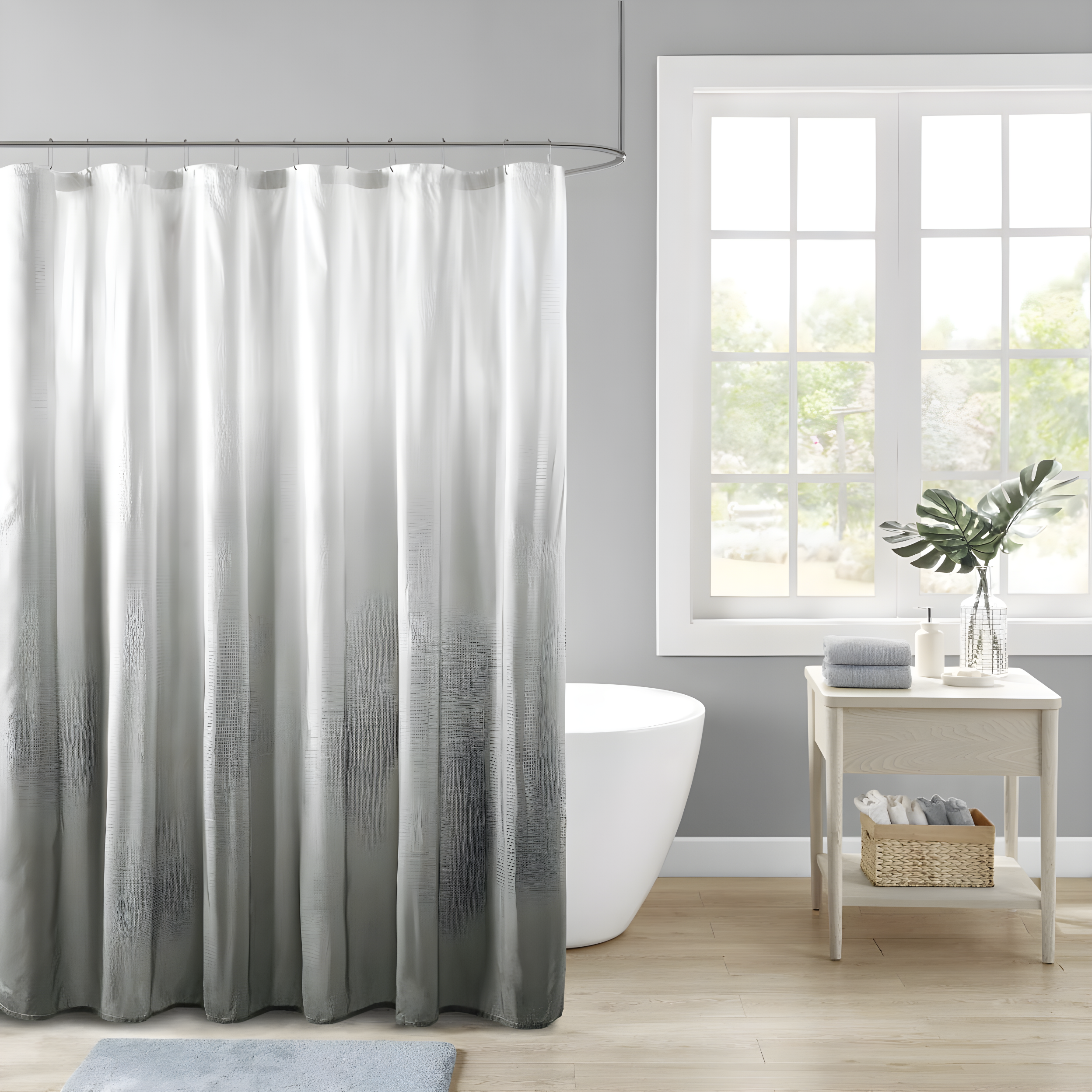 Madison Park Ara Ombre Printed Seersucker Single Shower Curtain