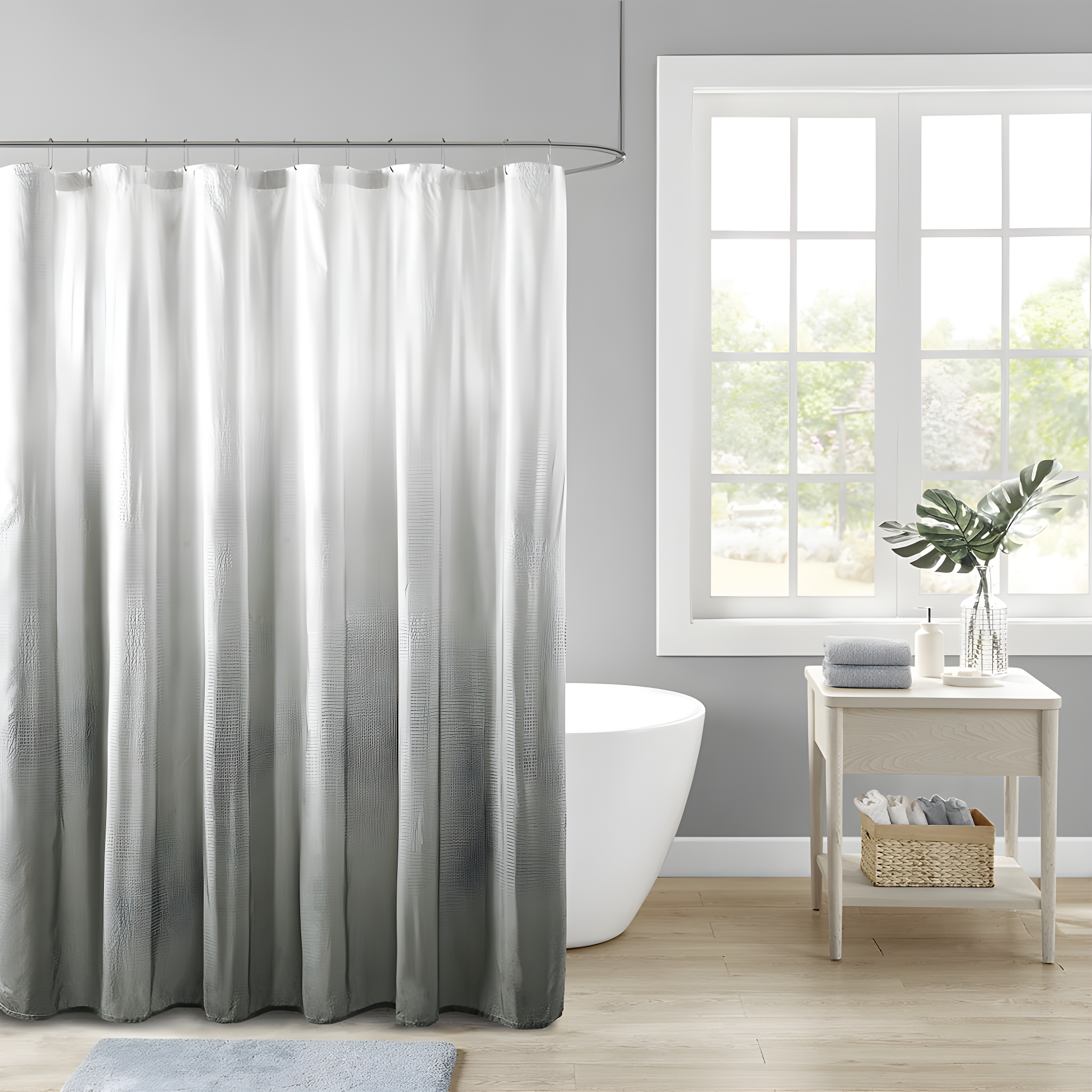 Madison Park Ara Ombre Printed Seersucker Single Shower Curtain