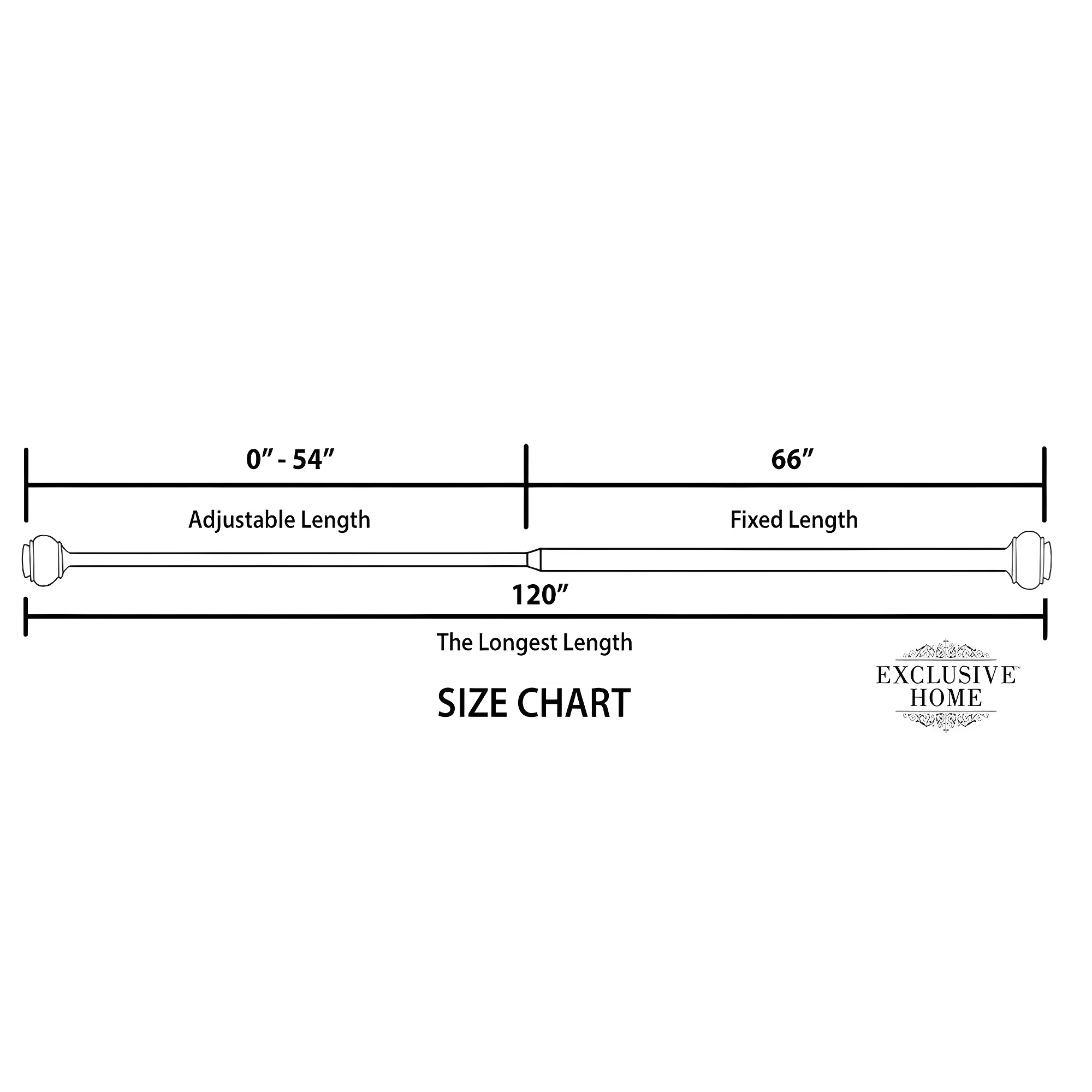 EXCLUSIVE HOME Rope Knot 1" Curtain Rod and Coordinating Finial Set, Matte Bronze, Adjustable 66"-120"