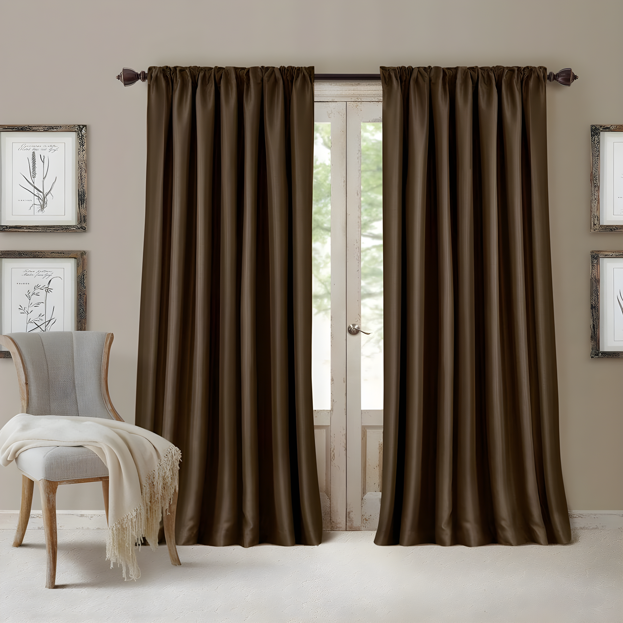 All Seasons Single Blackout Window Curtain Panel - 52" x 108" - Chocolate - Elrene Home Fashions