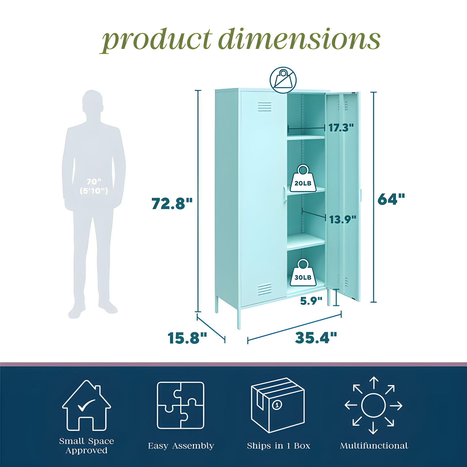 Cache 2 Door Tall Metal Locker Style Storage Cabinet