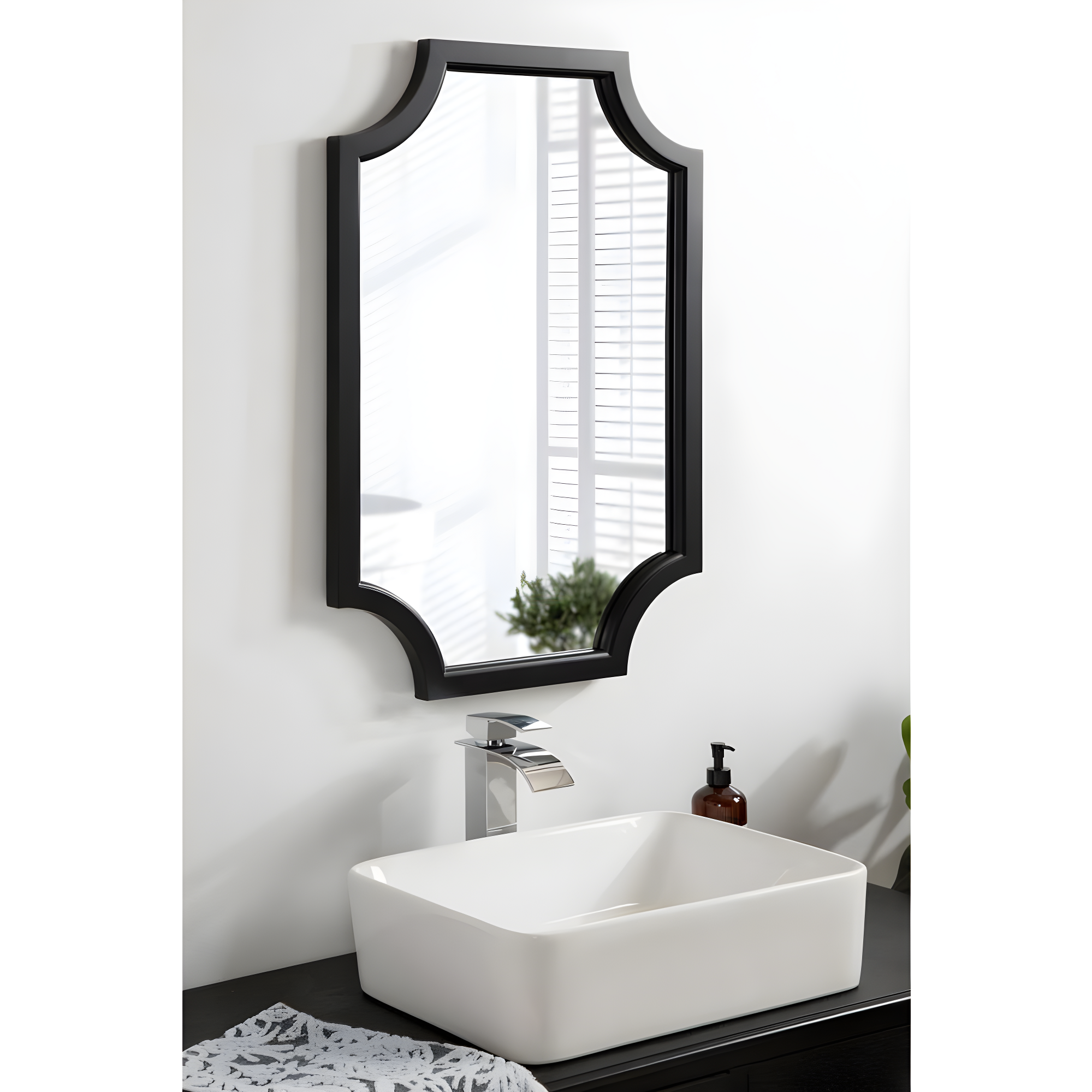 20" x 30" Hogan Scallop Wall Mirror Black - Kate & Laurel All Things Decor: MDF Frame, Easy Wall Mount