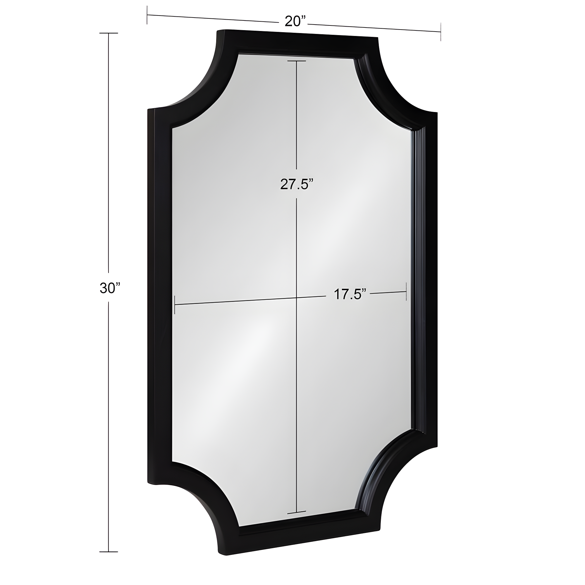 20" x 30" Hogan Scallop Wall Mirror Black - Kate & Laurel All Things Decor: MDF Frame, Easy Wall Mount