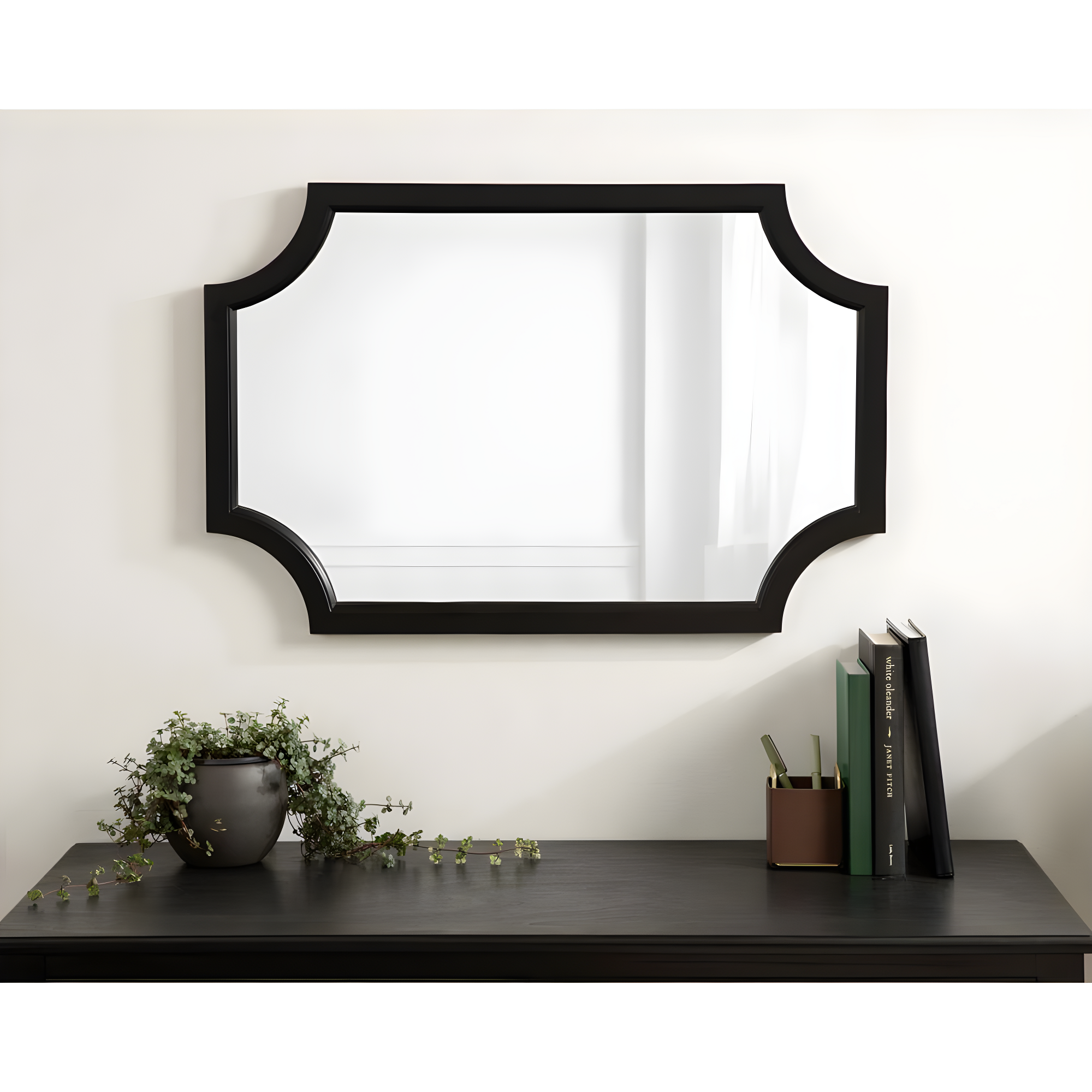 20" x 30" Hogan Scallop Wall Mirror Black - Kate & Laurel All Things Decor: MDF Frame, Easy Wall Mount