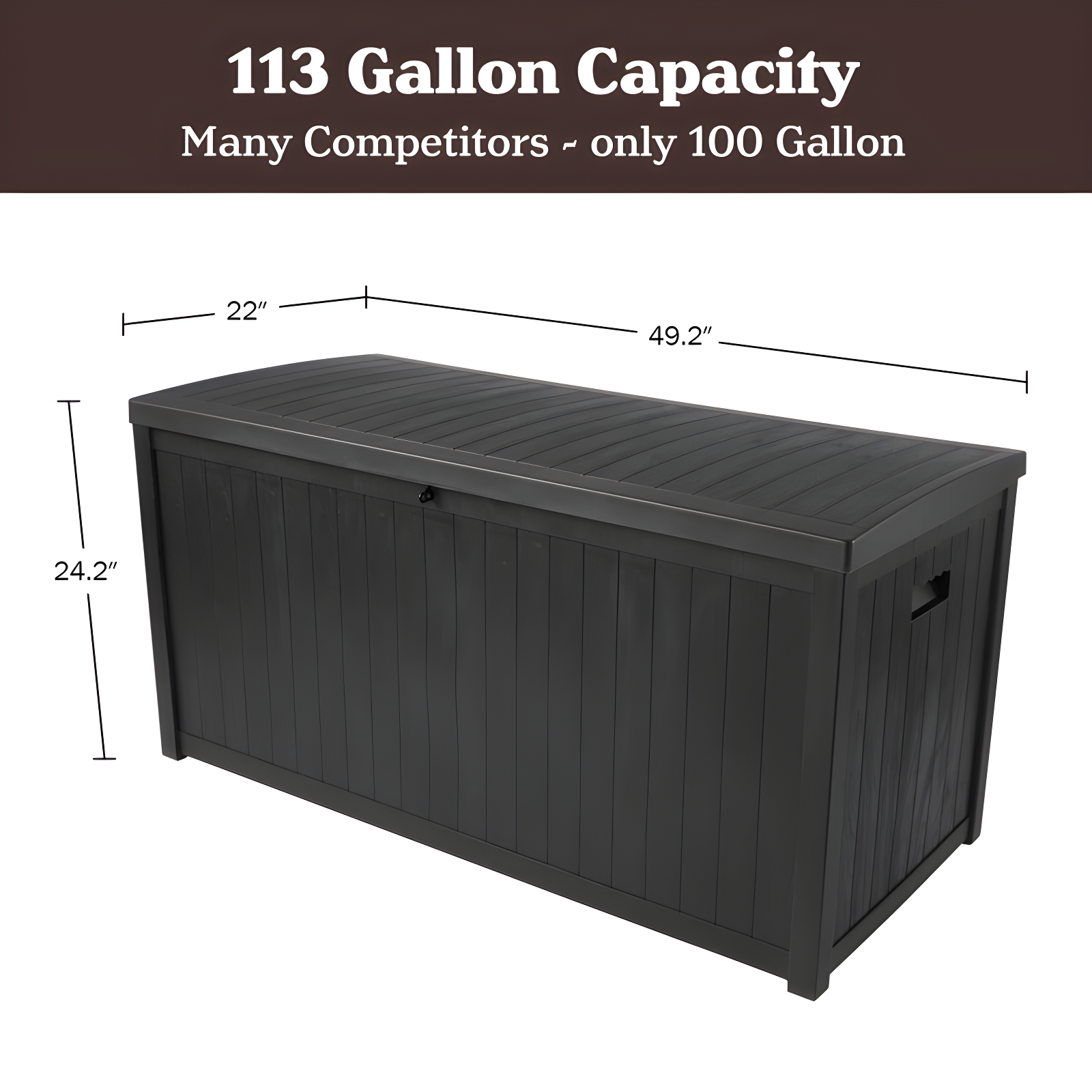 Pure Garden Outdoor Storage Box - 113 Gallon Lockable Deck Box for Pool Accessories, Patio Furniture Cushions, or Package Delivery for Outside by Pure Garden