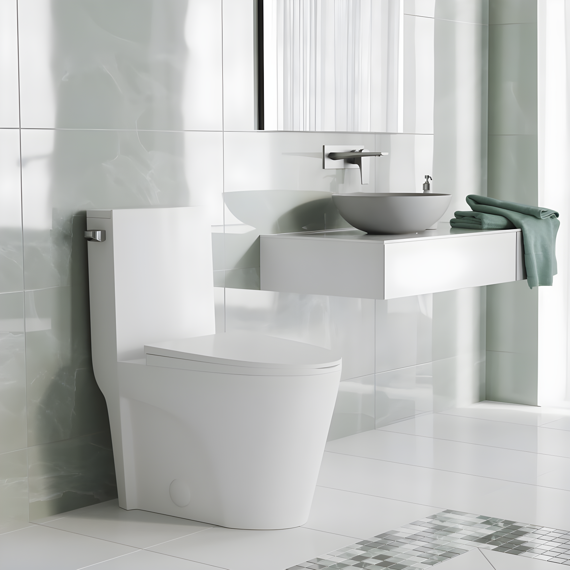 St. Tropez One Piece Elongated Toilet Dual Vortex Flush 1.6 GPF