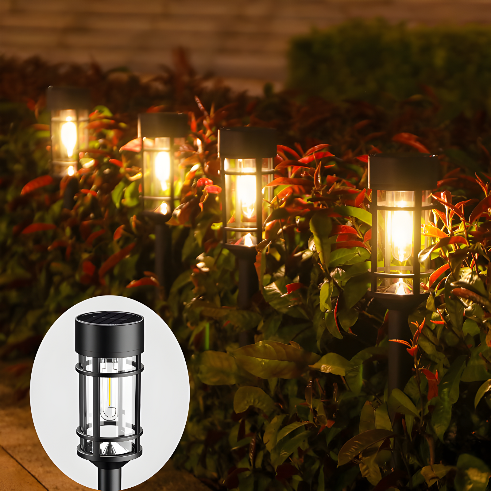 Zeki Shoggy 8 Pack Solar Pathway Lights Outdoor, Waterproof Solar Lights Outdoor With Metal & Glass Design - Auto On/Off, Long-Lasting, Landscape Lighting For Garden, Yard, Lawn, Driveway, Walkway
