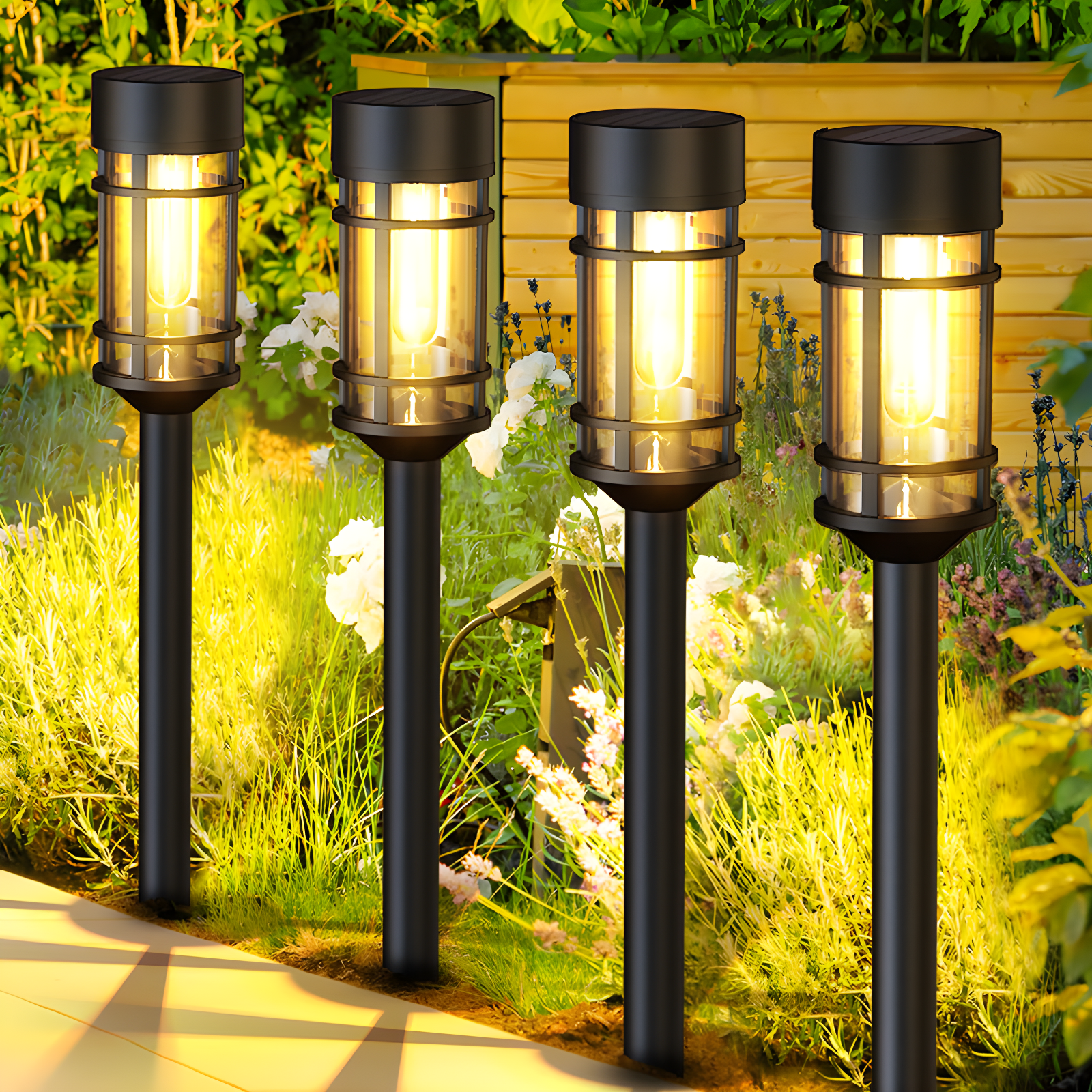 Zeki Shoggy 8 Pack Solar Pathway Lights Outdoor, Waterproof Solar Lights Outdoor With Metal & Glass Design - Auto On/Off, Long-Lasting, Landscape Lighting For Garden, Yard, Lawn, Driveway, Walkway