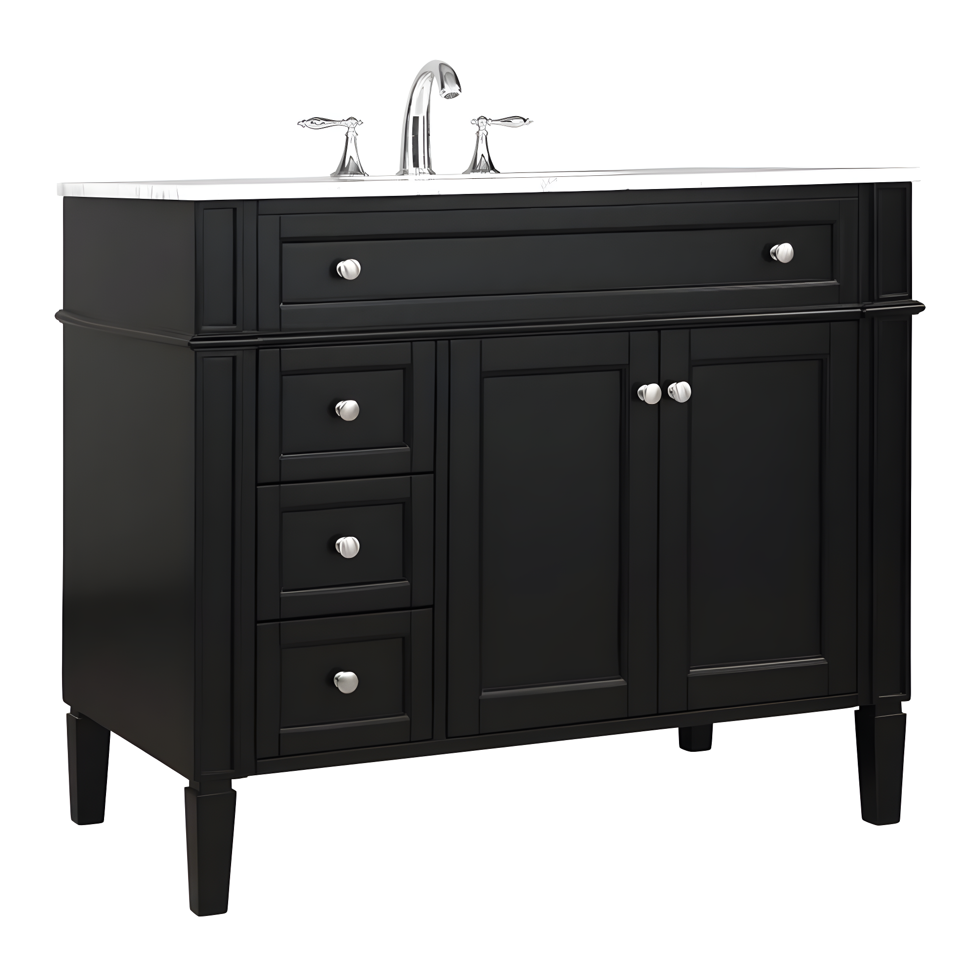 Rukie 40" Free-Standing Single Bathroom Vanity Set with Marble Vanity Top