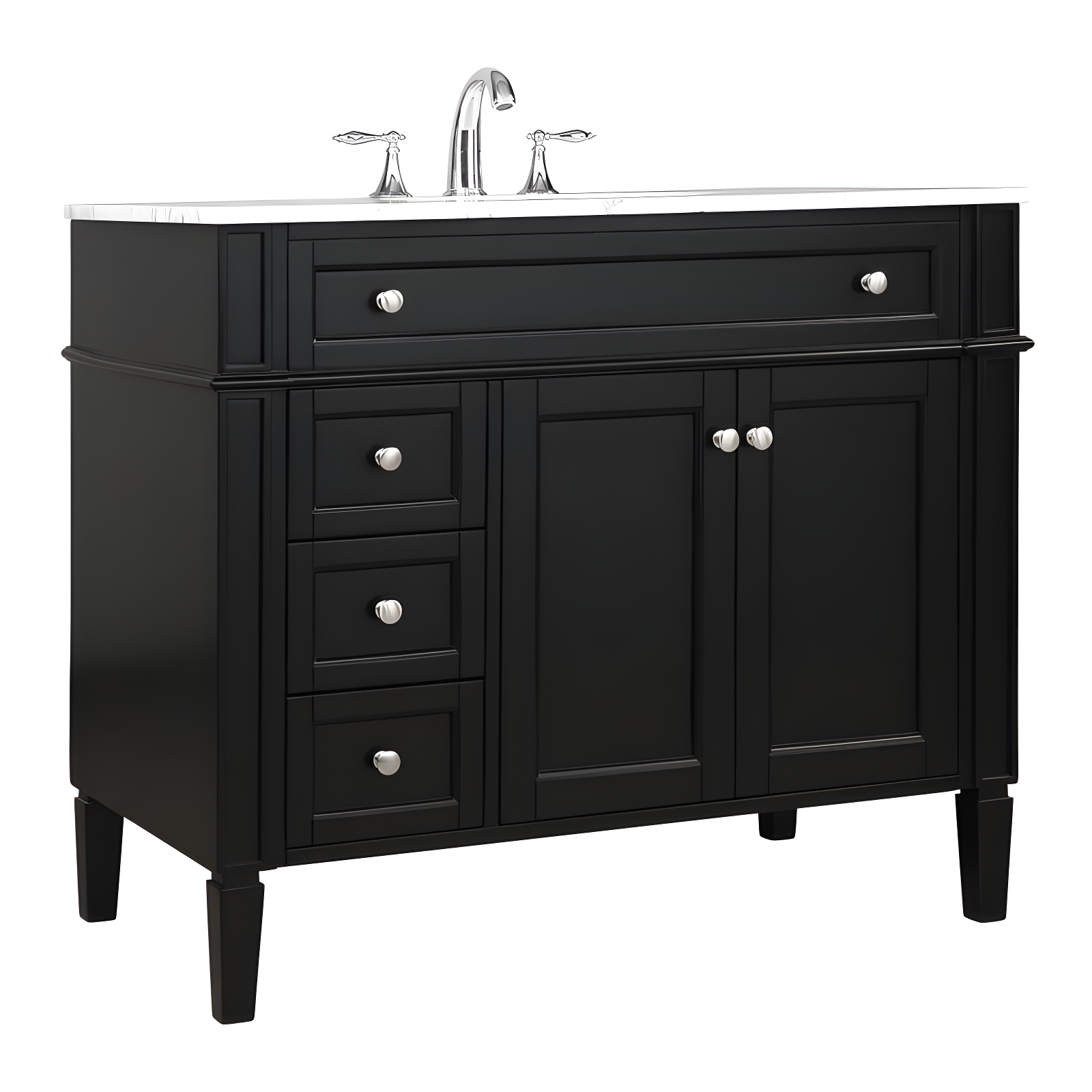 Rukie 40" Free-Standing Single Bathroom Vanity Set with Marble Vanity Top