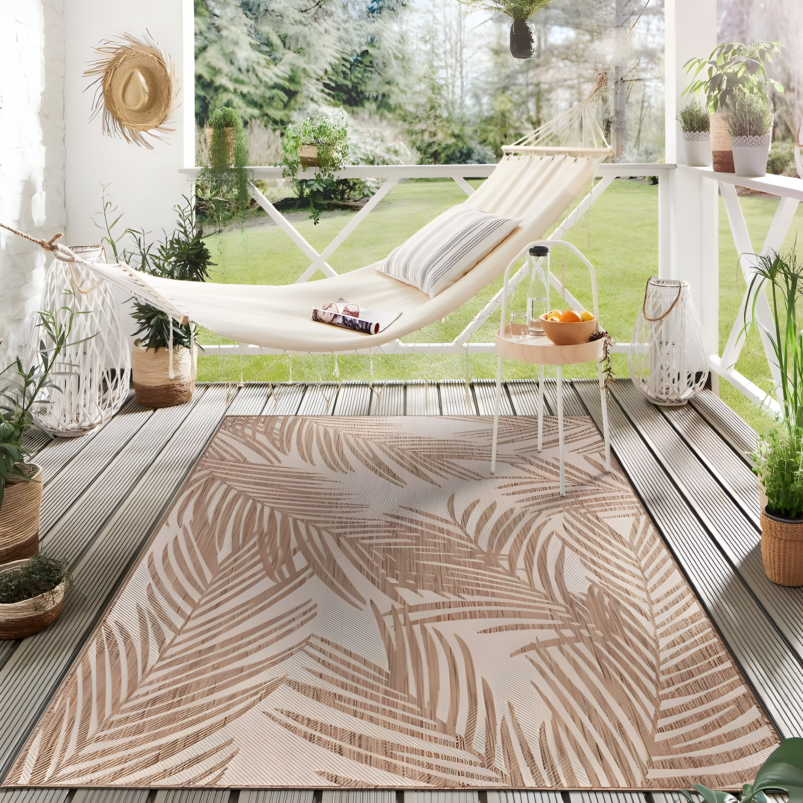 World Rug Gallery Contemporary Distressed Leaves Textured Flat Weave Indoor/Outdoor Area Rug - BROWN 5' X 7'