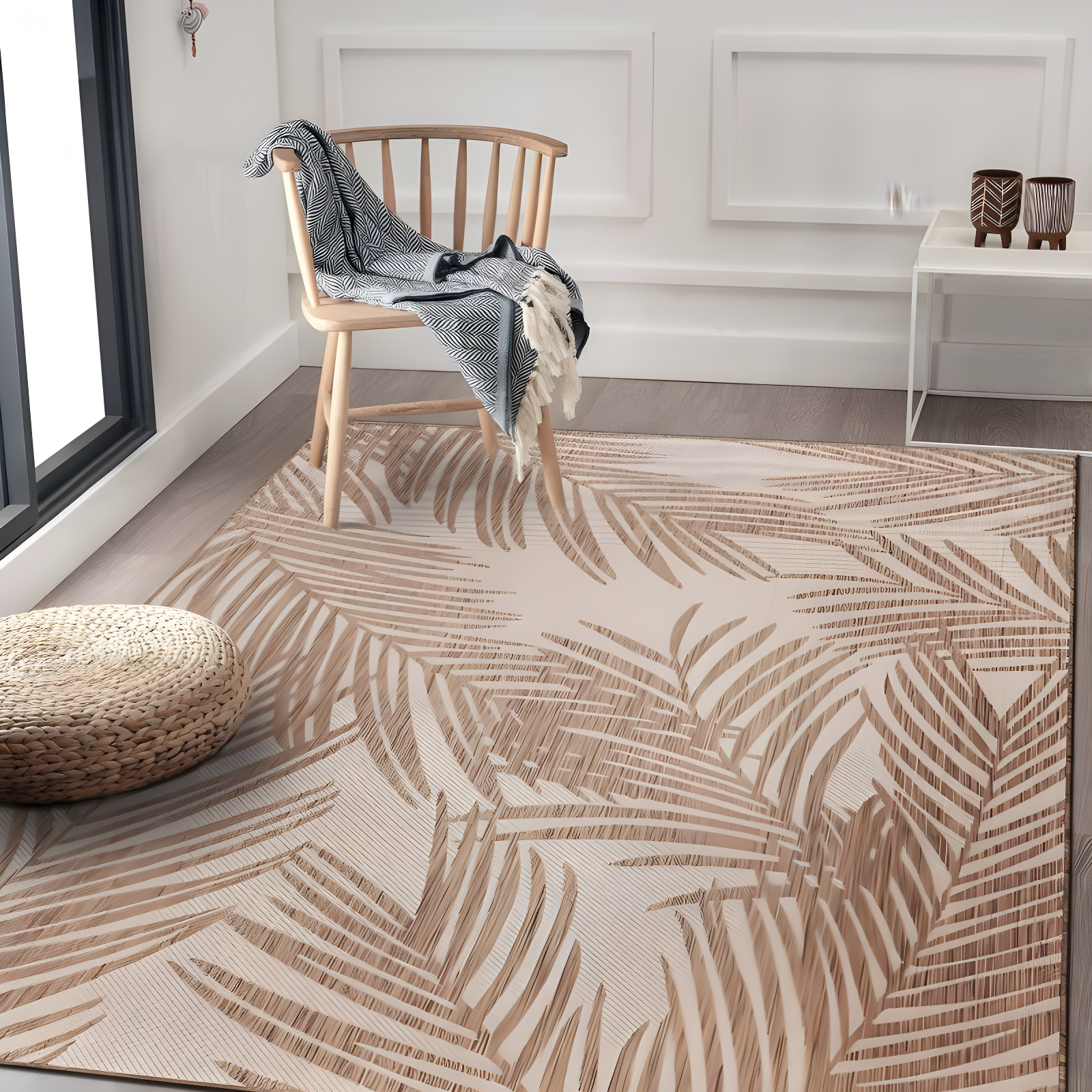 World Rug Gallery Contemporary Distressed Leaves Textured Flat Weave Indoor/Outdoor Area Rug - BROWN 5' X 7'