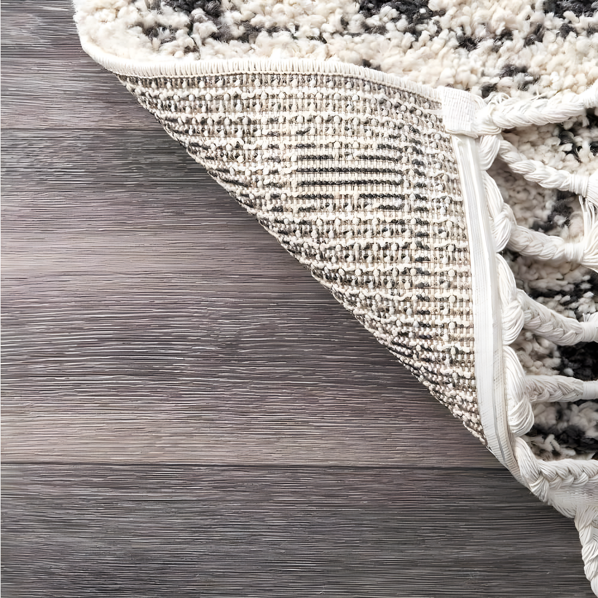 Nuloom Vasiliki Geometric 4x6 Shag Indoor Area Rug for Living Room Bedroom Dining Room Nursery, Off White/Charcoal