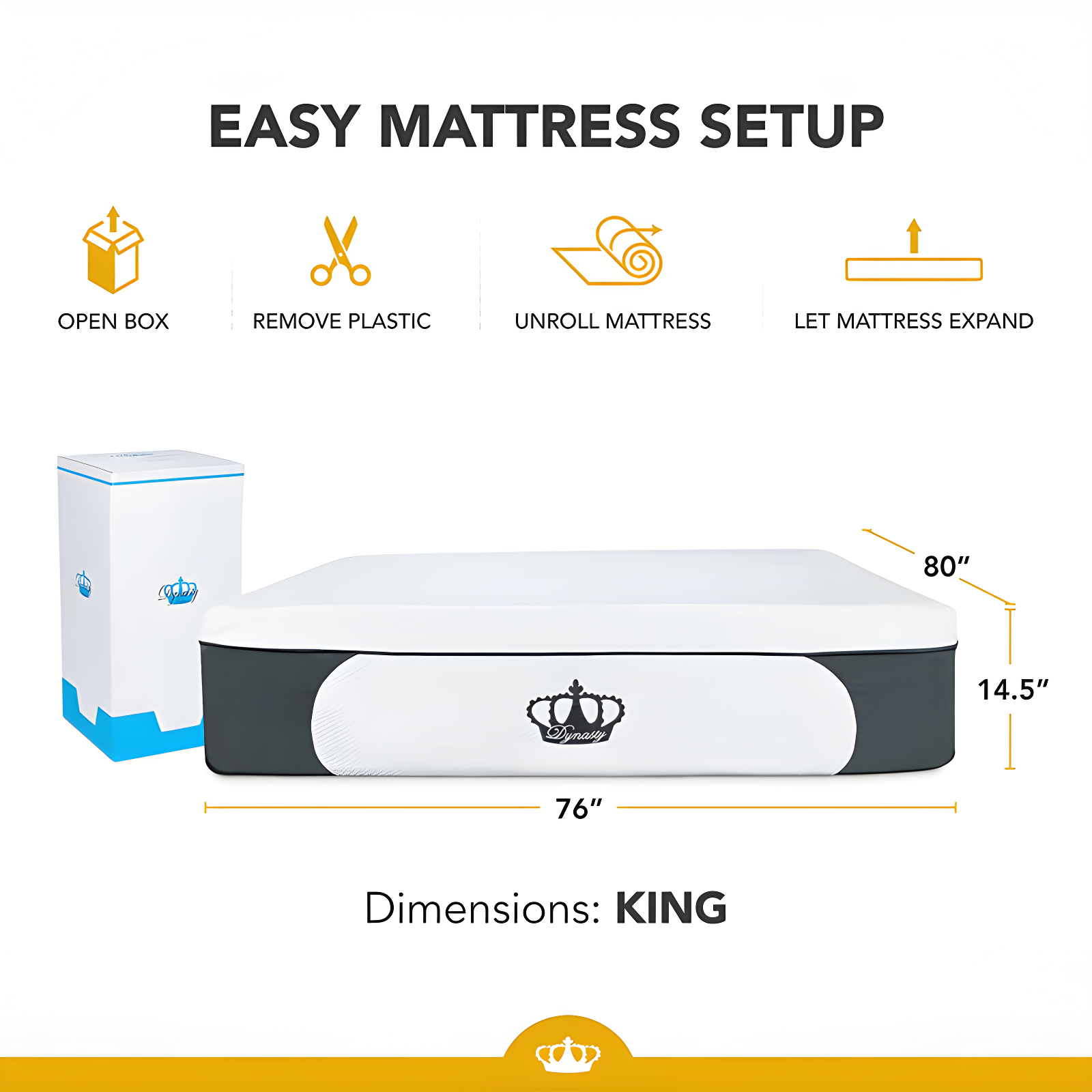 Dynasty Mattress 14.5'' Medium Gel Memory Foam Mattress