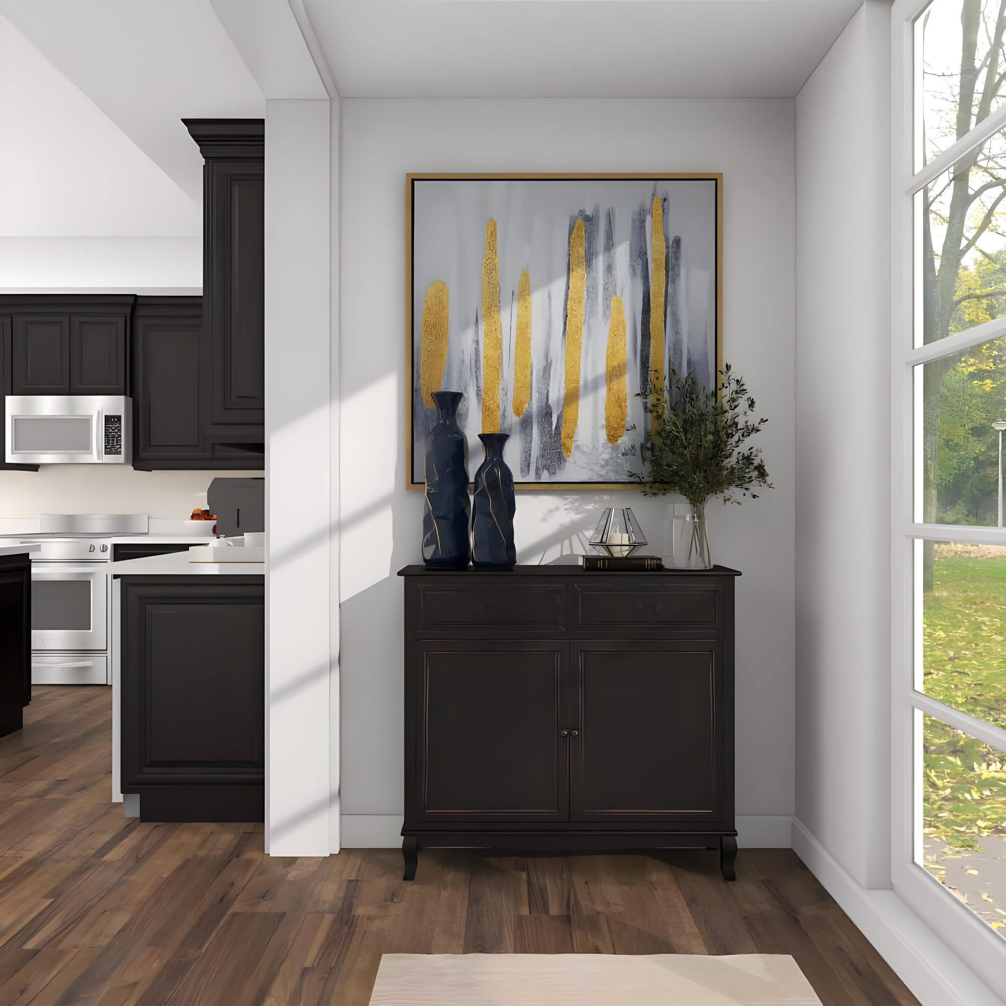 DecMode Blue Ceramic Modern and Coastal Vase 5"W x 15"H, featuring Minimalist Design with clean Lines and Angular Structures