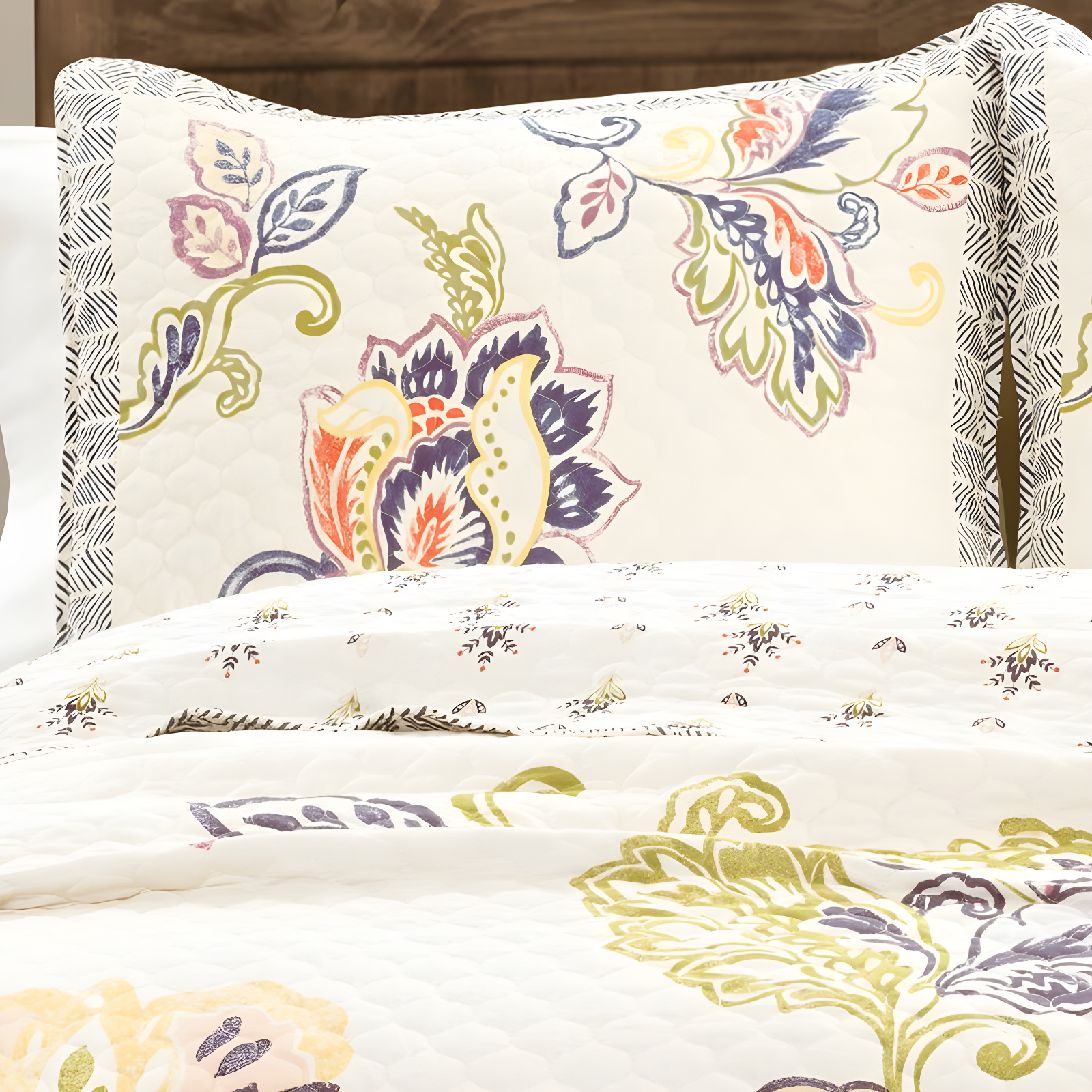 Lush Decor Aster Reversible Traditional 3 Piece Quilt Set