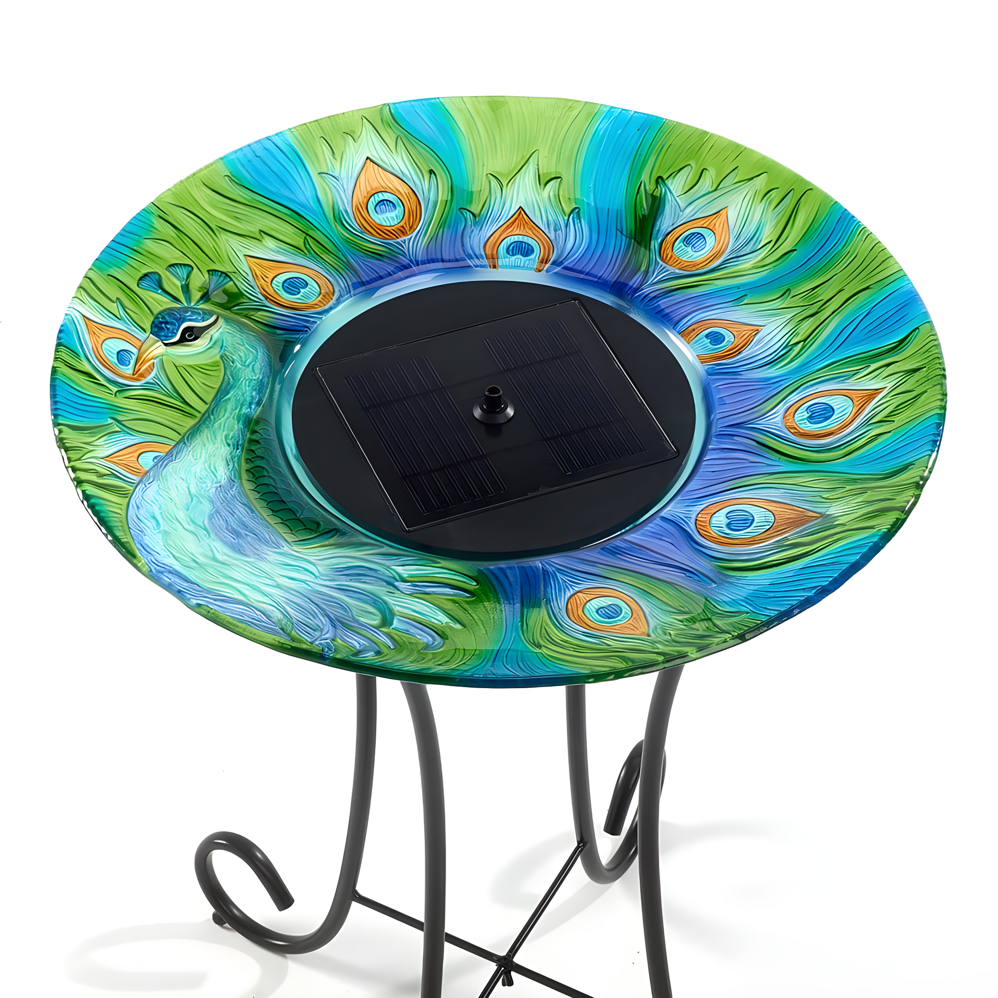 Smart Solar 24.3 " Argus Peacock Glass Solar Bird Bath
